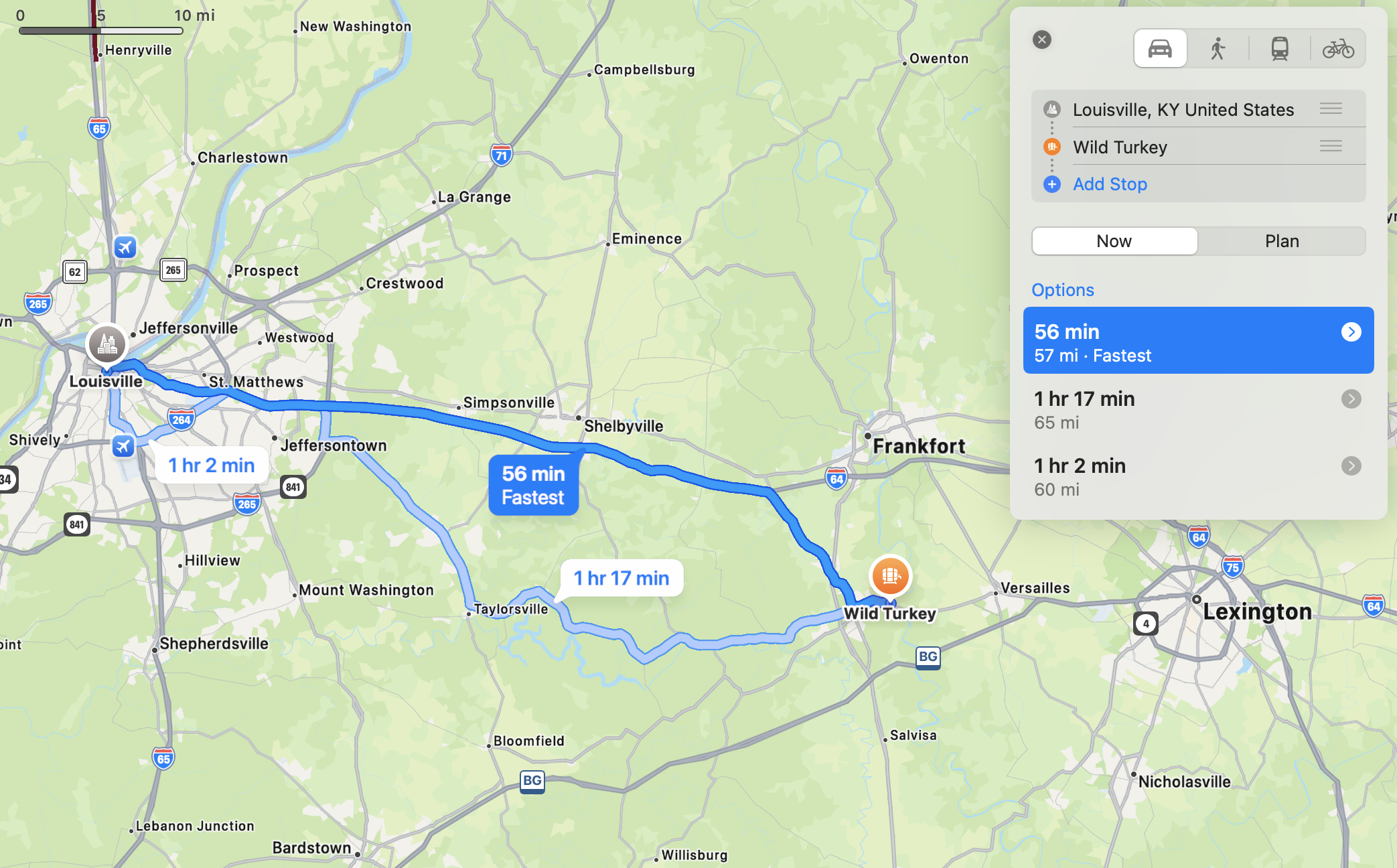 Printable Kentucky Bourbon Driving Trail Map