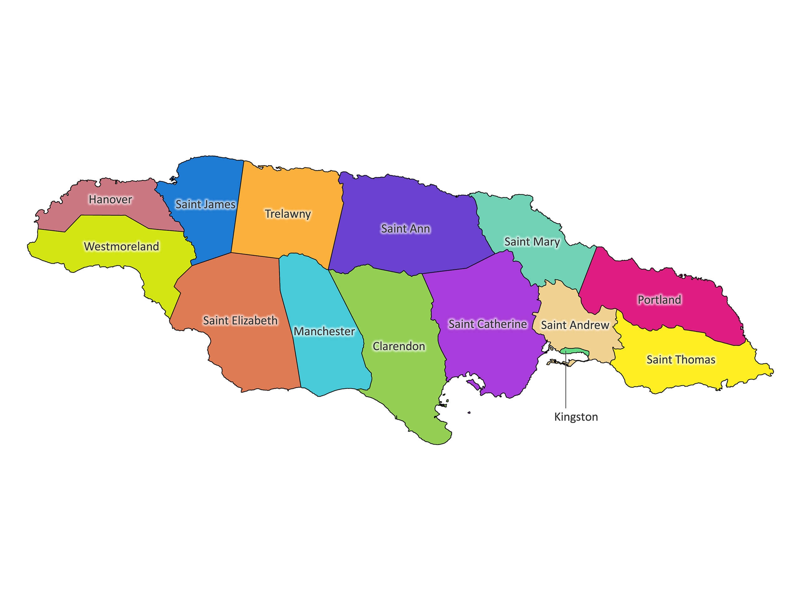 Labeled Map Of Jamaica Labeled Maps