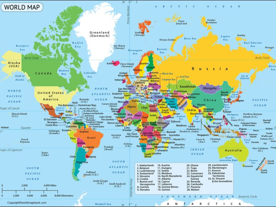 Labeled Map Of The World Map Of The World Labeled FREE