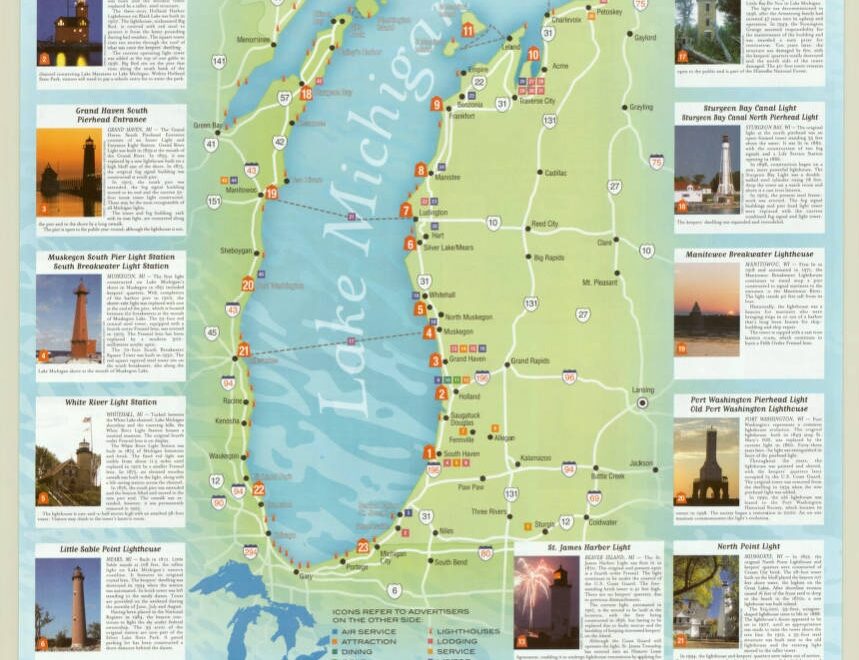 Lake Michigan Circle Tour Lighthouse Map West Michigan Tourist Association Concept And Design By Harbor House Publishers Inc American Geographical Society Library Digital Map Collection UWM Libraries Digital Collections