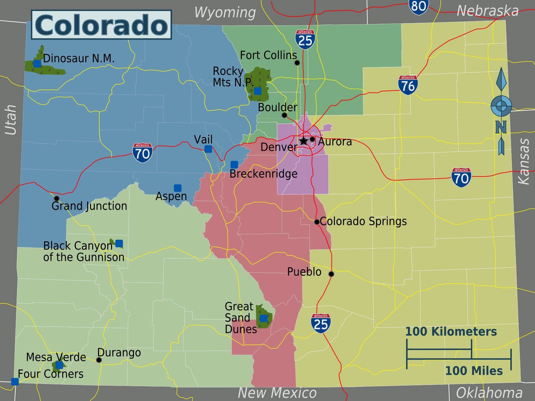 Large Printable Map Of Colorado