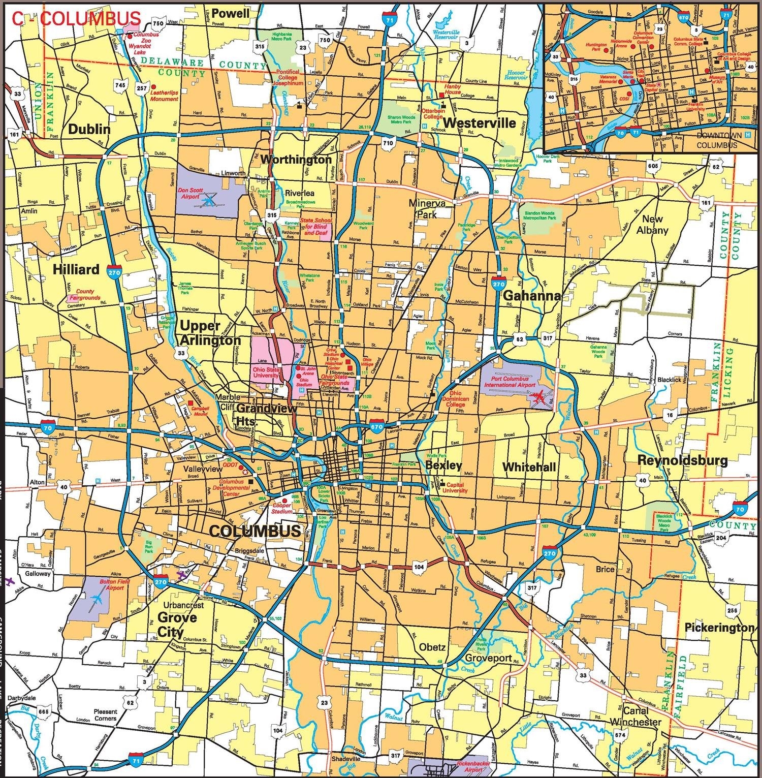 Large Columbus Maps For Free Download And Print High Resolution And Detailed Maps