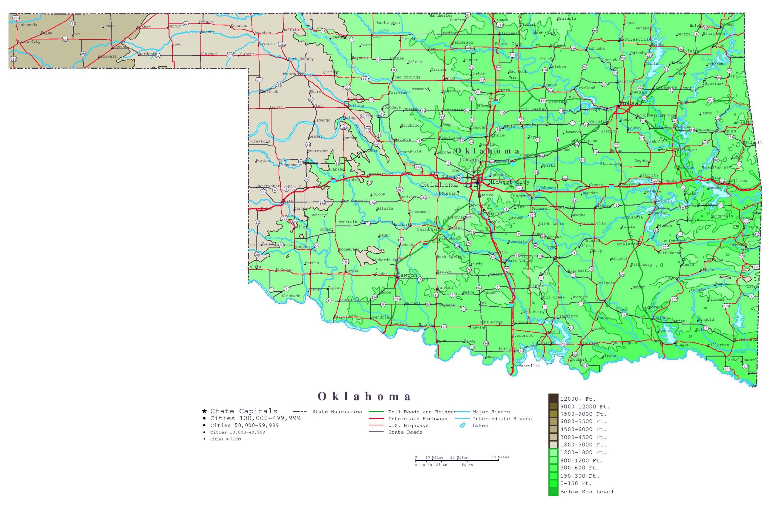 Printable Map Oklahoma Cities
