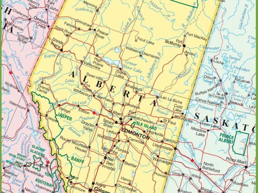 Large Detailed Map Of Alberta With Cities And Towns Ontheworldmap