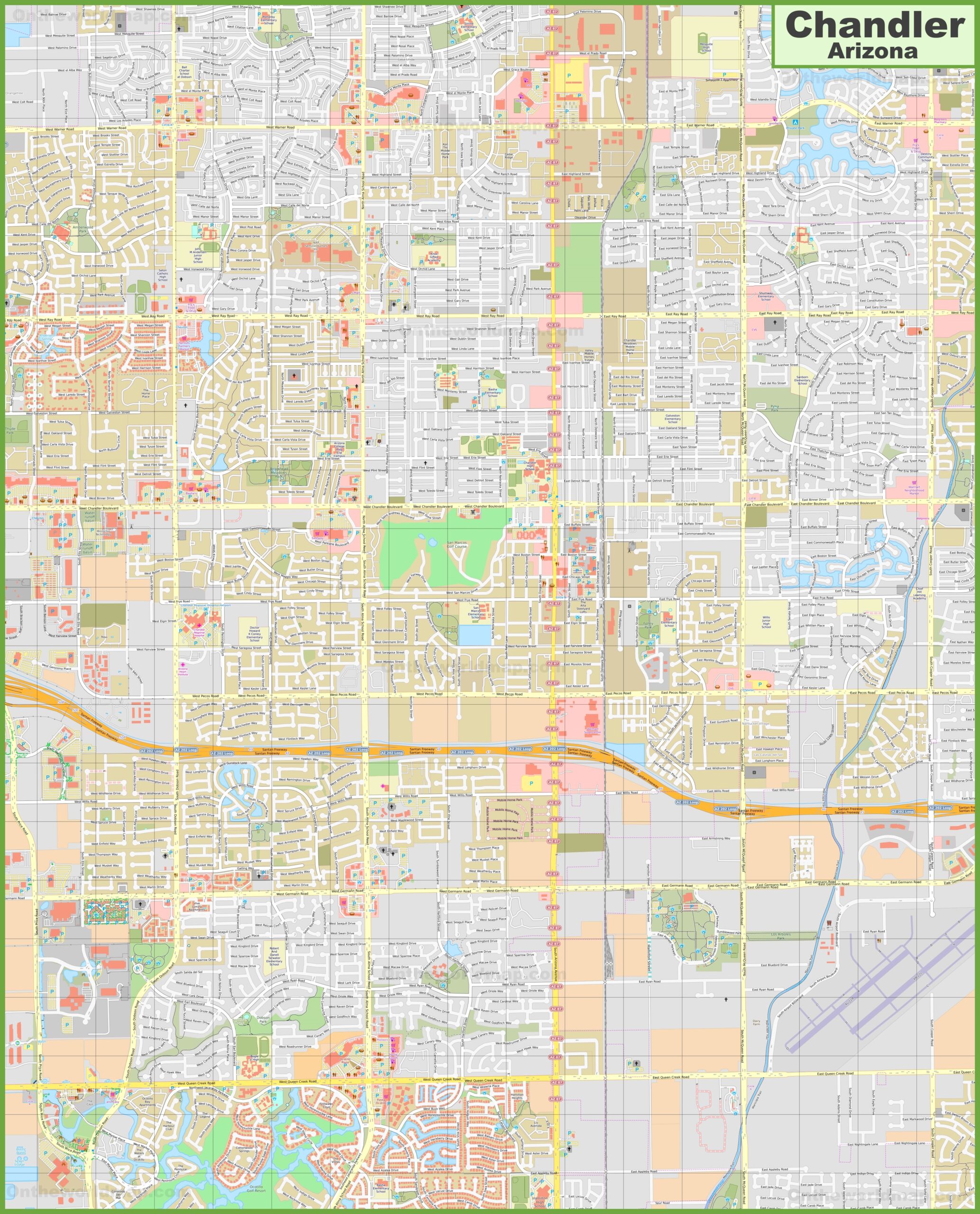 Large Detailed Map Of Chandler Ontheworldmap