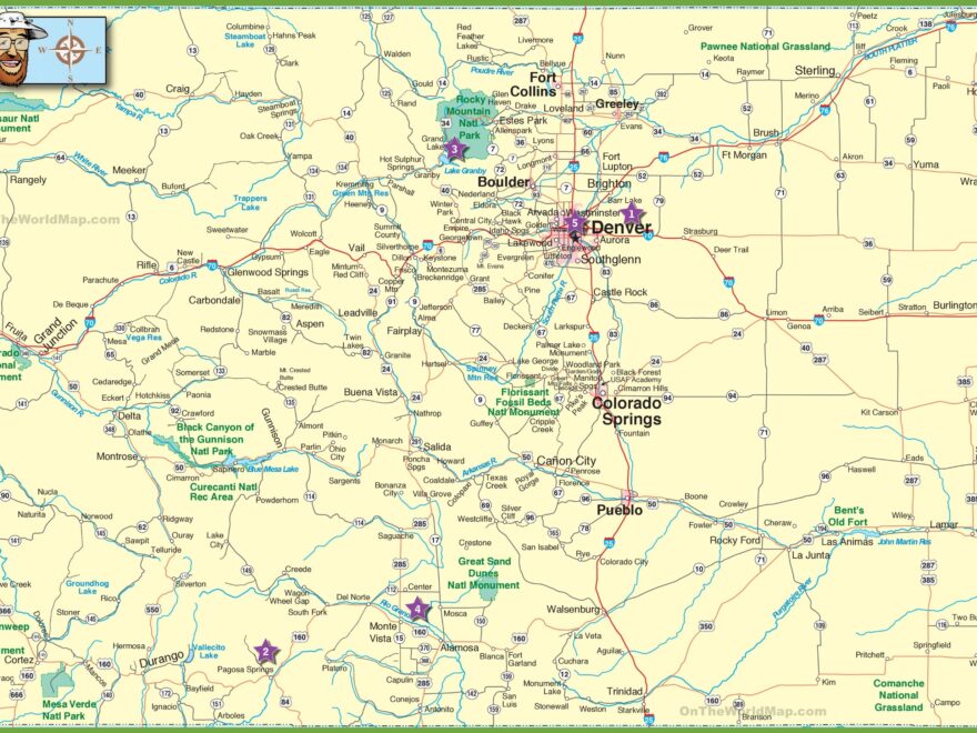 Large Detailed Map Of Colorado With Cities And Roads Ontheworldmap