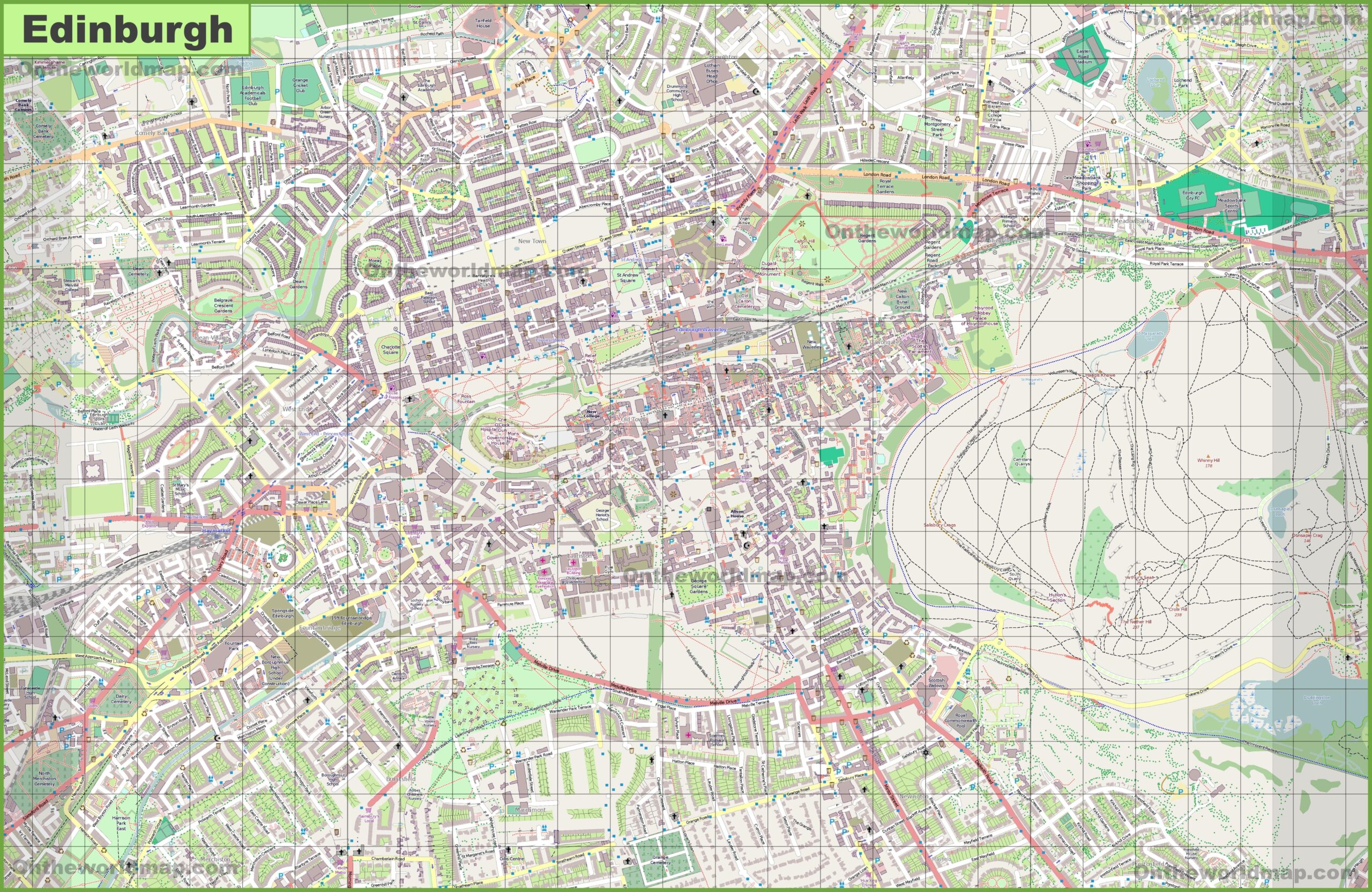 Edinburgh Free Printable Map