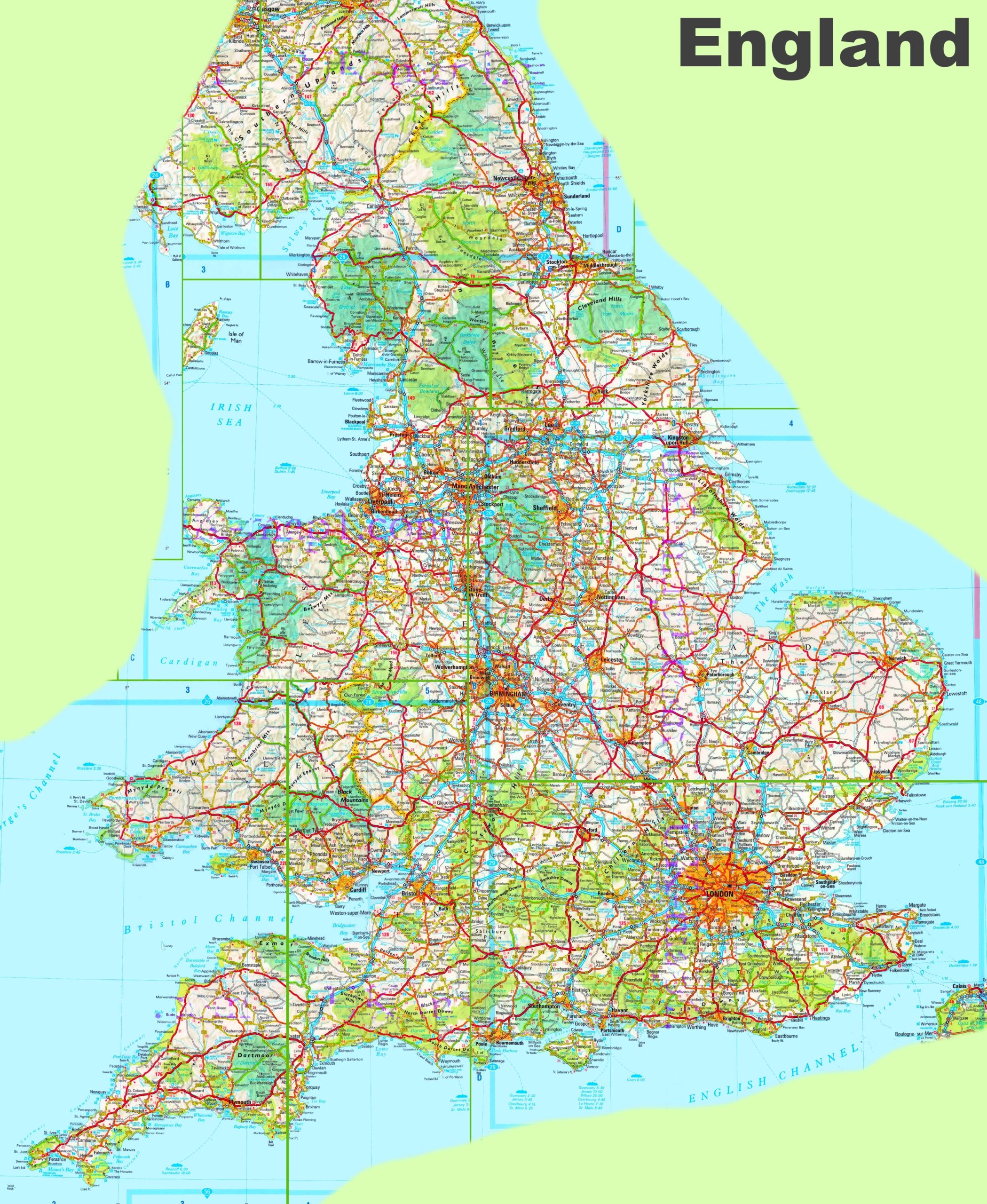 Printable Map Of England With Towns Printable Map Of England With Towns