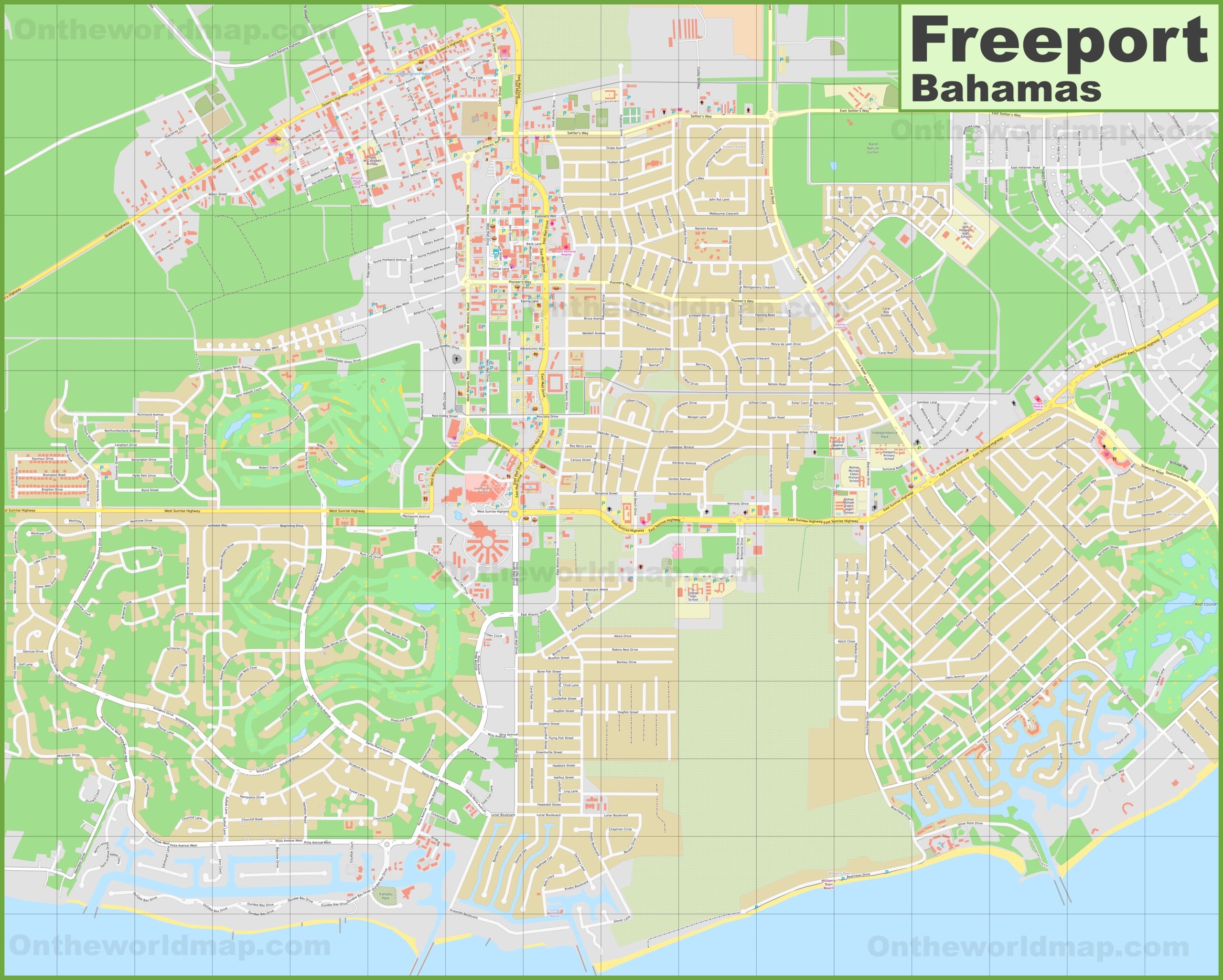 Large Detailed Map Of Freeport Bahamas Ontheworldmap