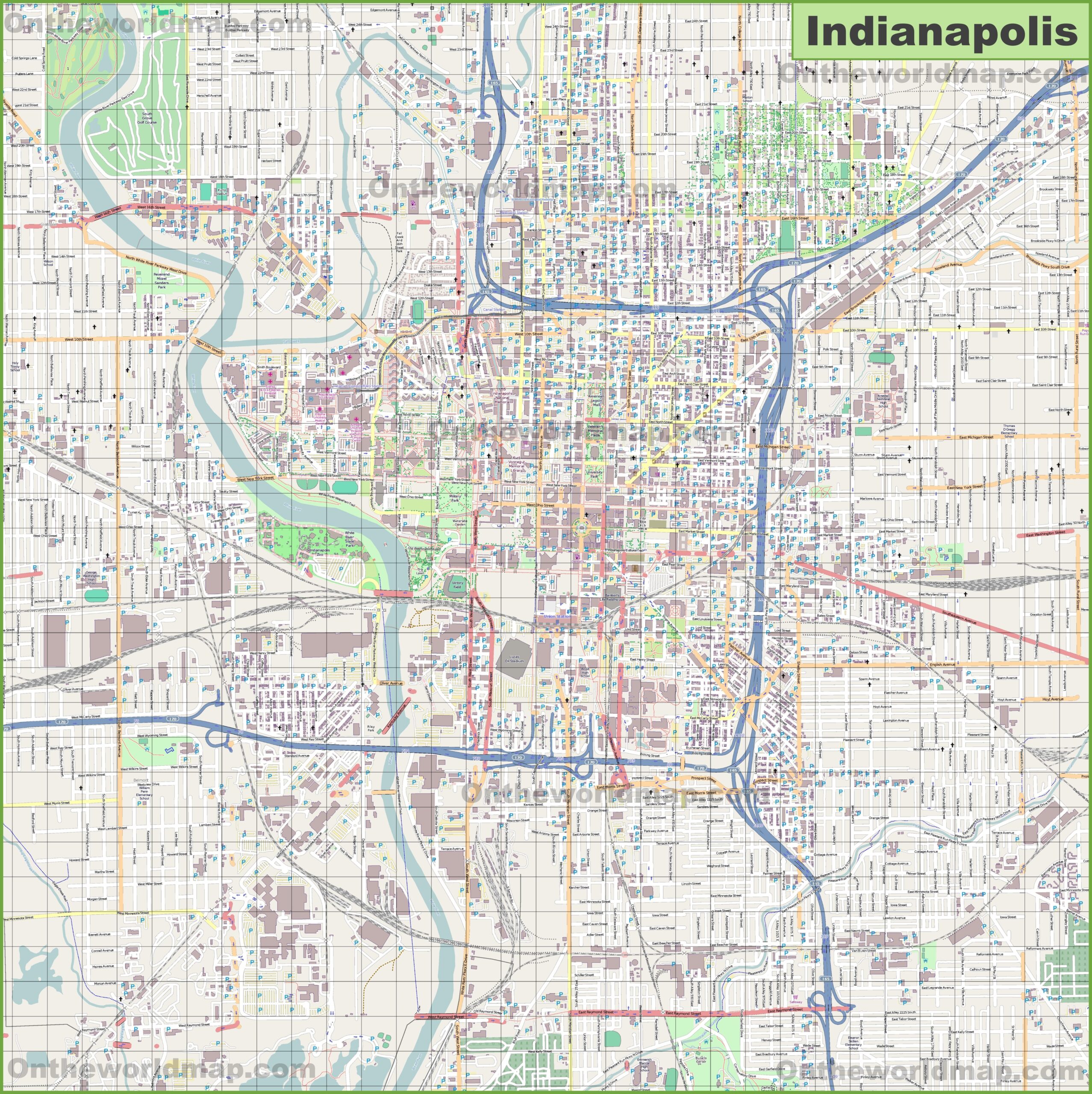 Large Detailed Map Of Indianapolis Ontheworldmap