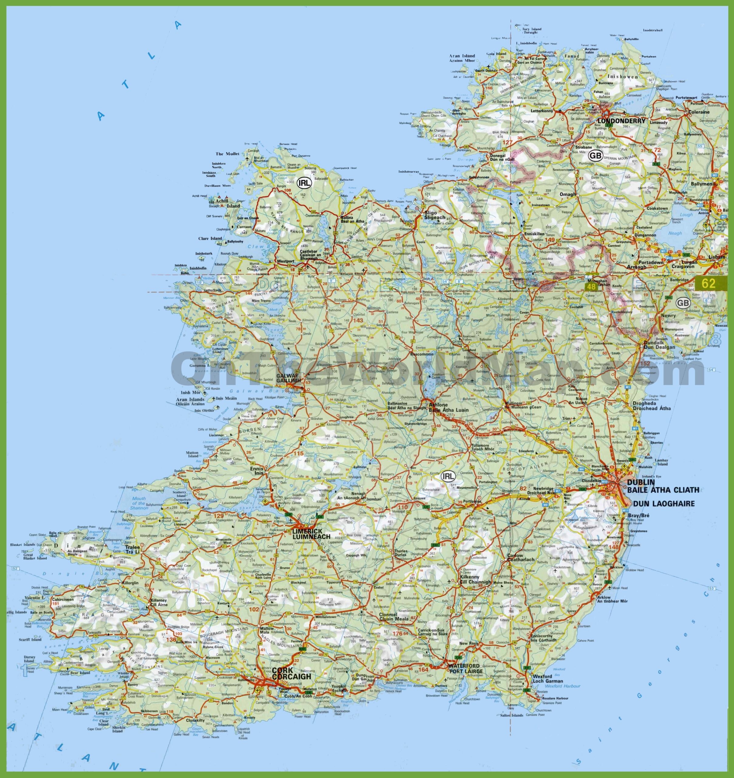 Large Detailed Map Of Ireland With Cities And Towns Ontheworldmap