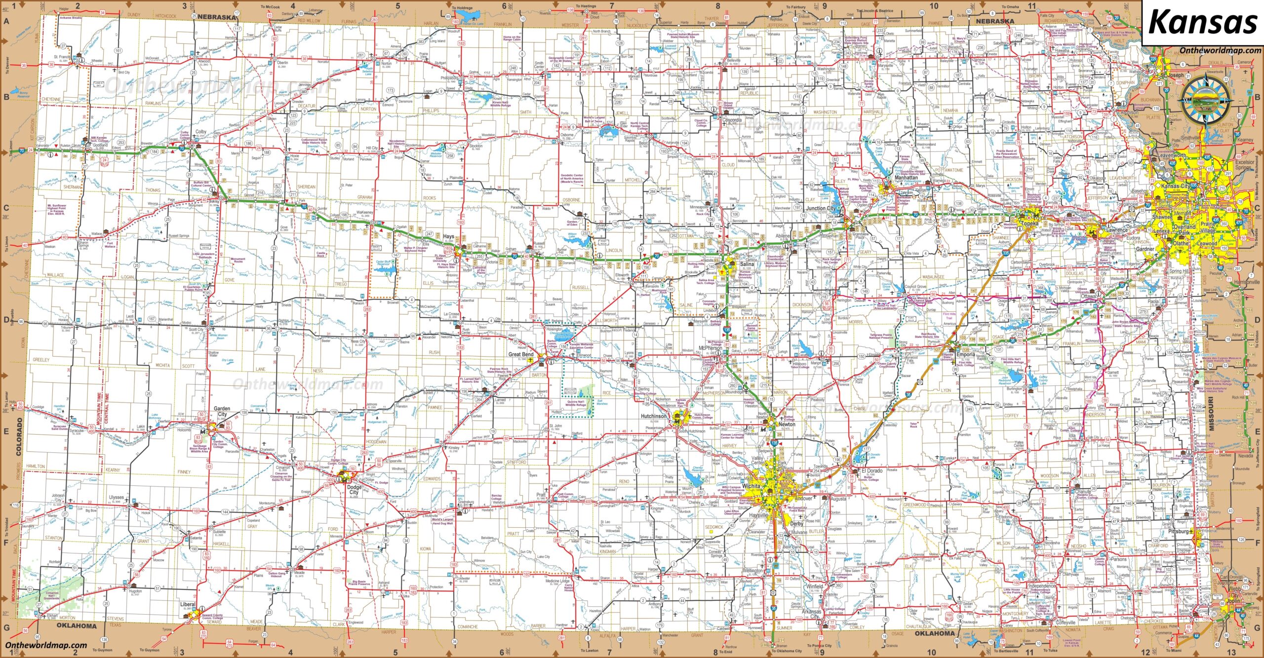 Free Printable Kansas Road Map