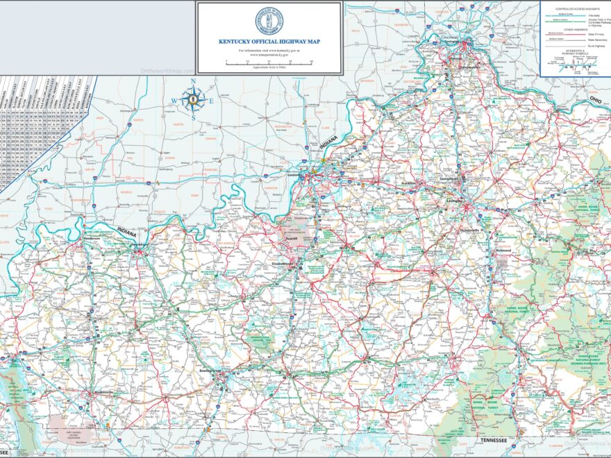 Large Detailed Map Of Kentucky With Cities And Towns Ontheworldmap