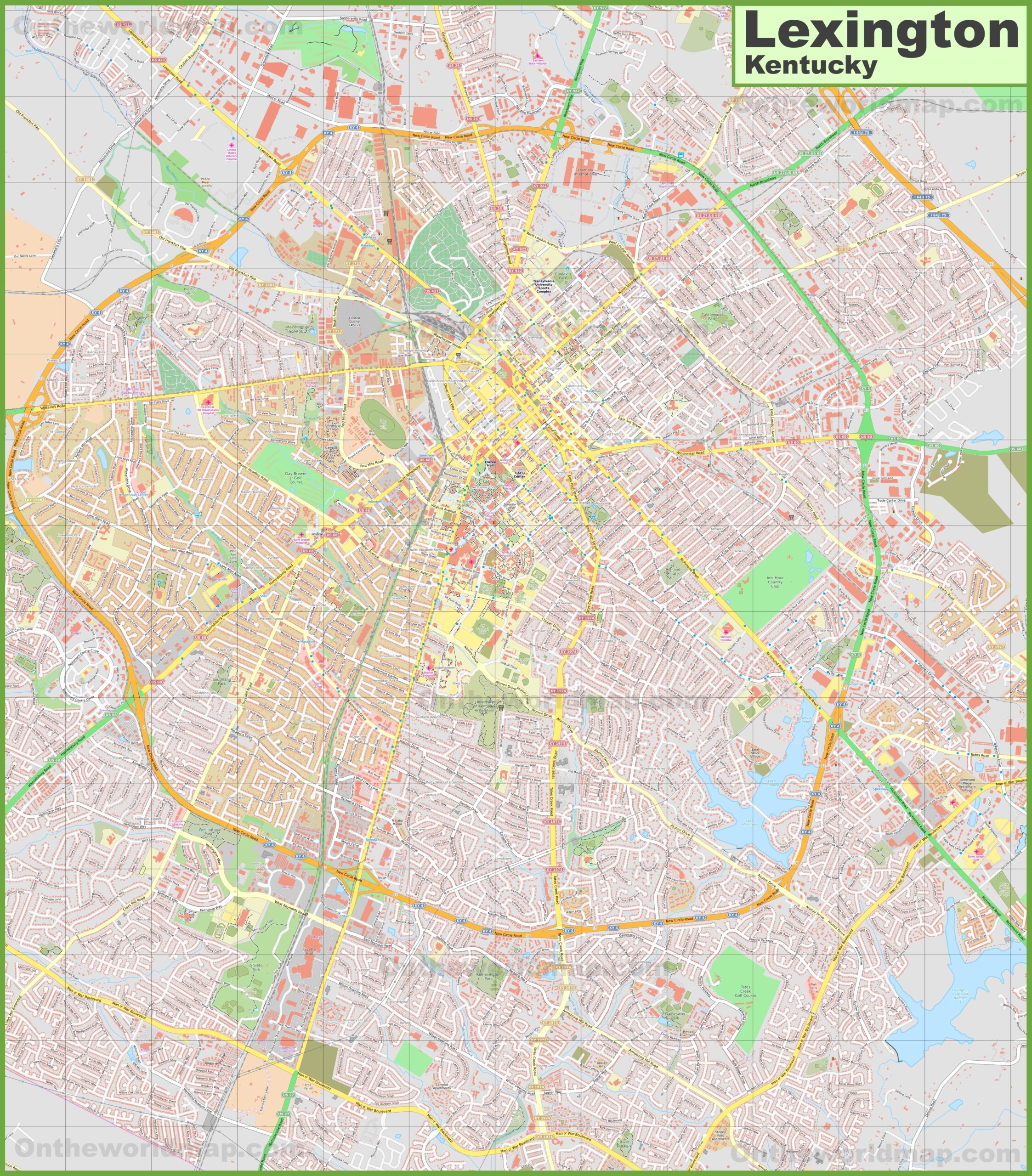 Large Detailed Map Of Lexington Ontheworldmap Large Detailed Map Of Lexington Ontheworldmap