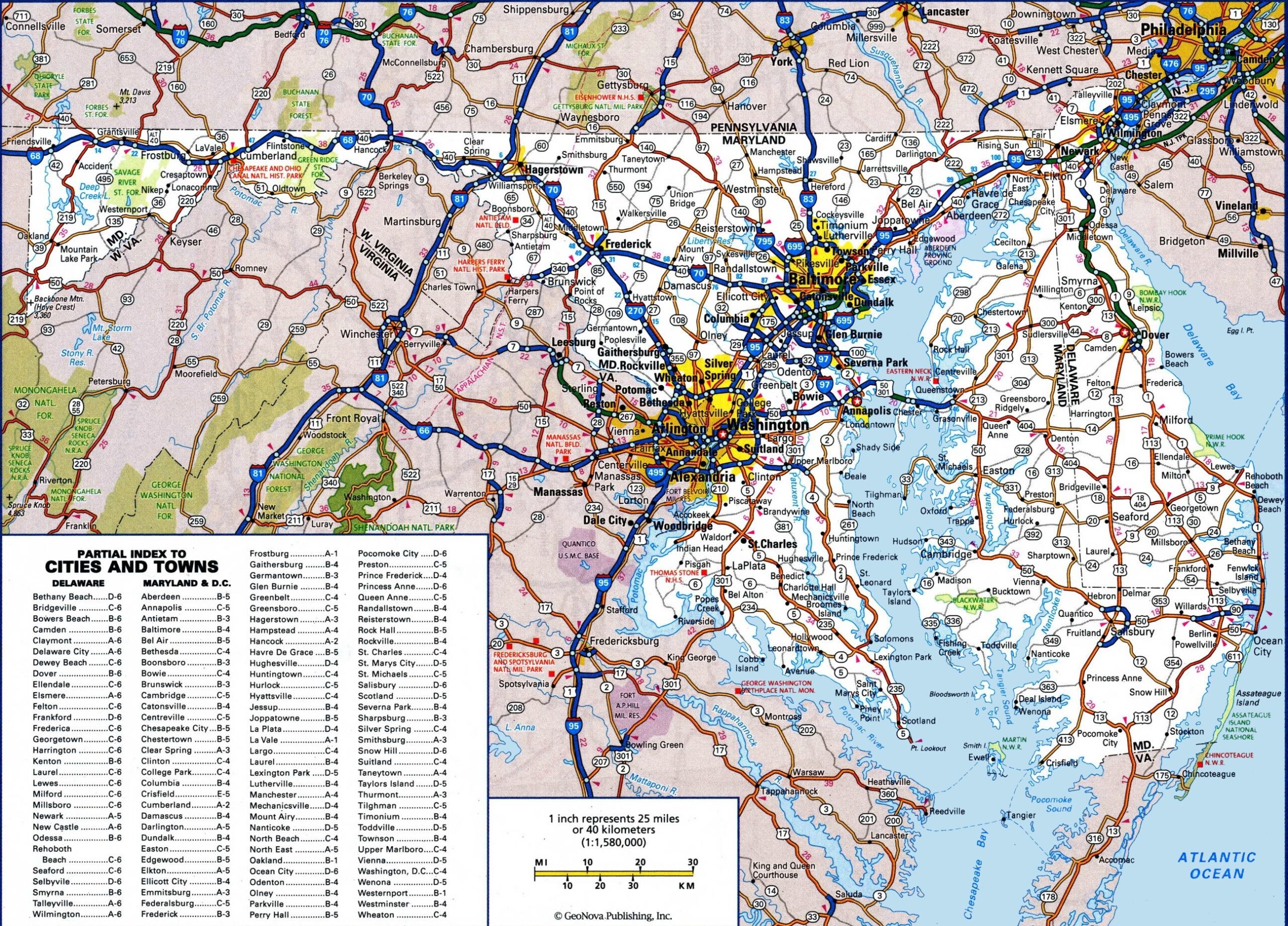 Large Detailed Map Of Maryland With Cities And Towns Ontheworldmap Large Detailed Map Of Maryland With Cities And Towns Ontheworldmap