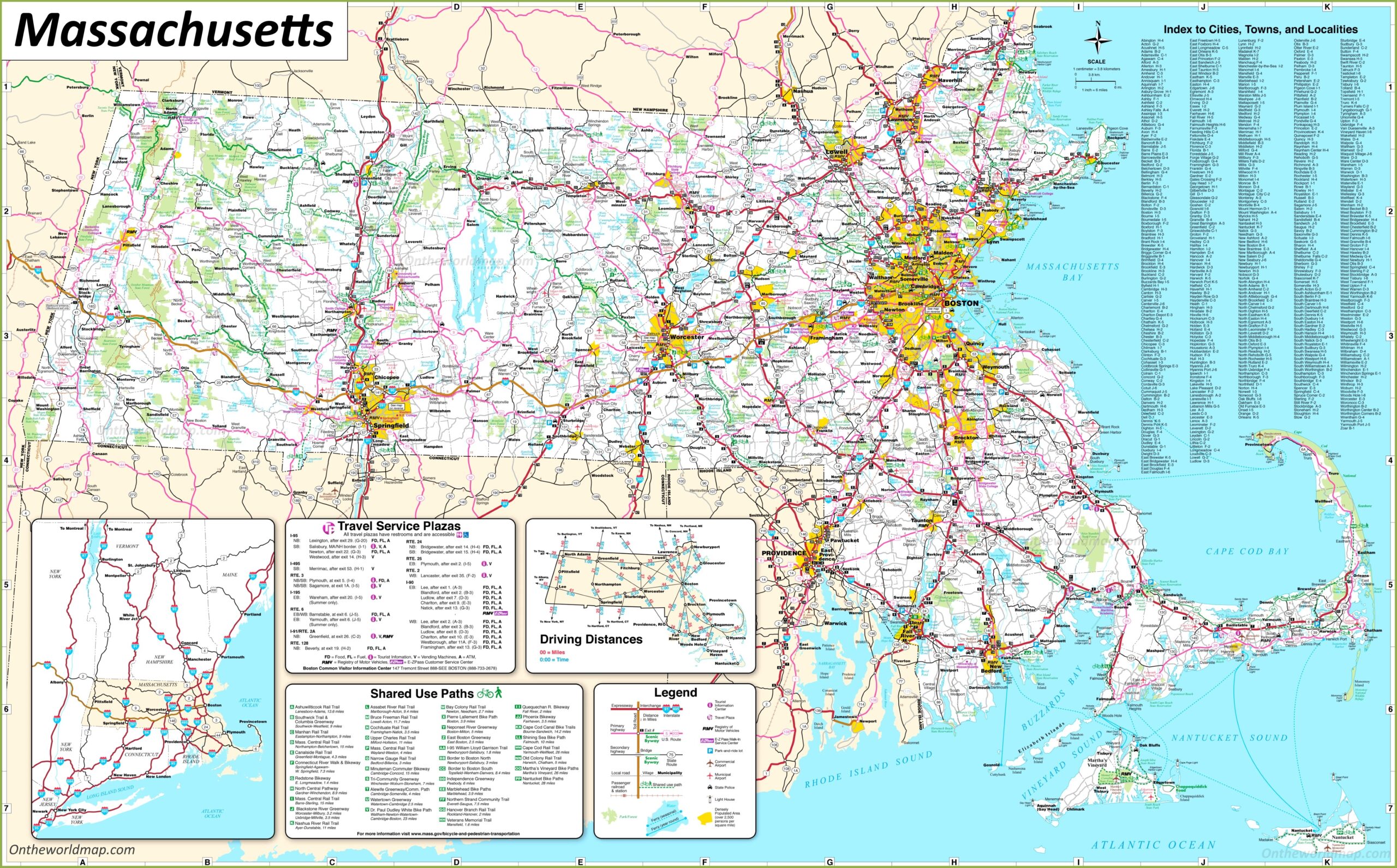 Massachusetts City Town Map Printable Large