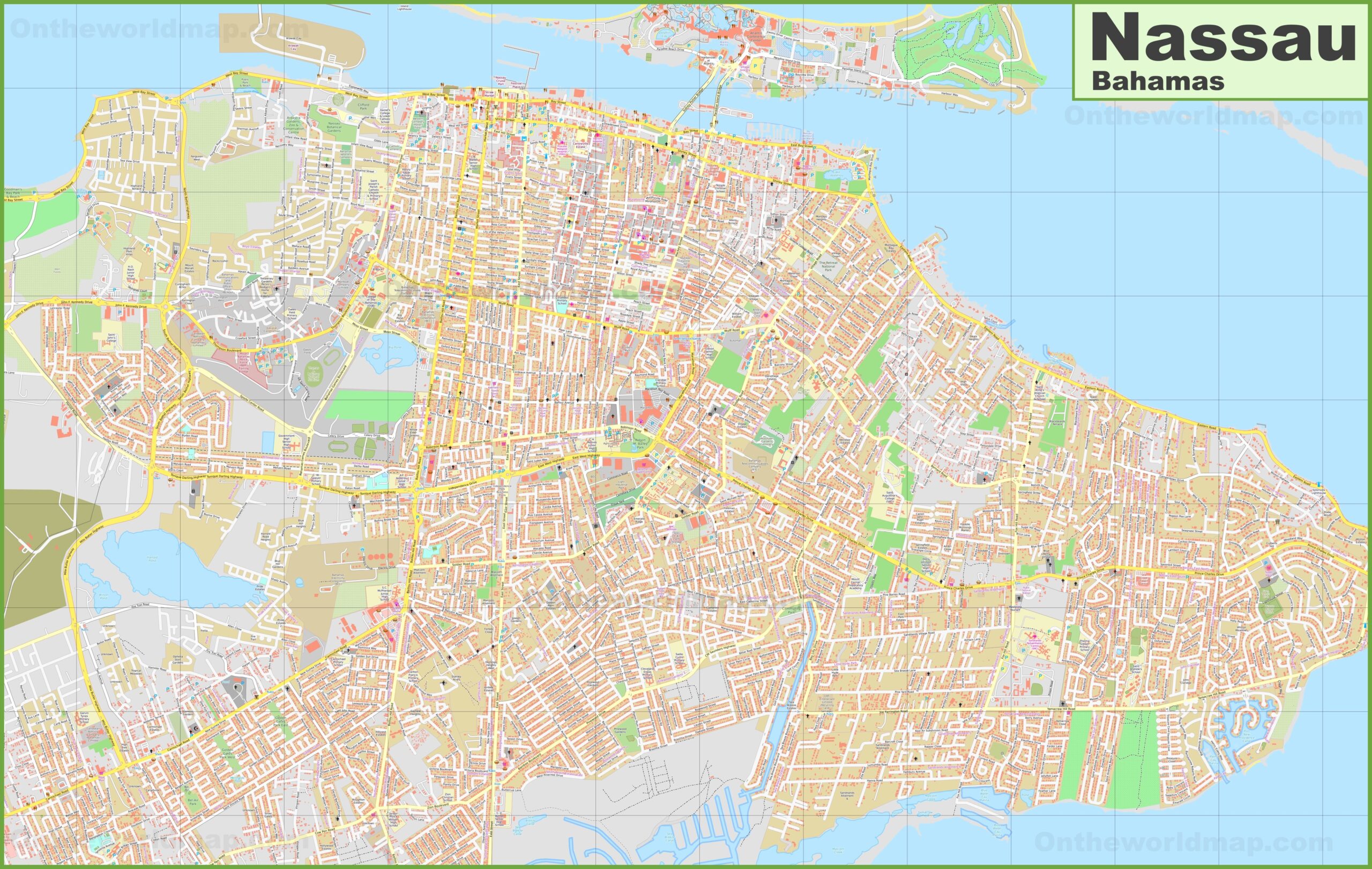 Large Detailed Map Of Nassau Bahamas Ontheworldmap