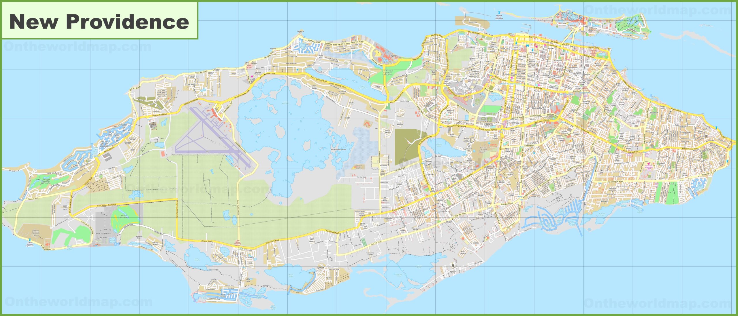 Large Detailed Map Of New Providence Ontheworldmap