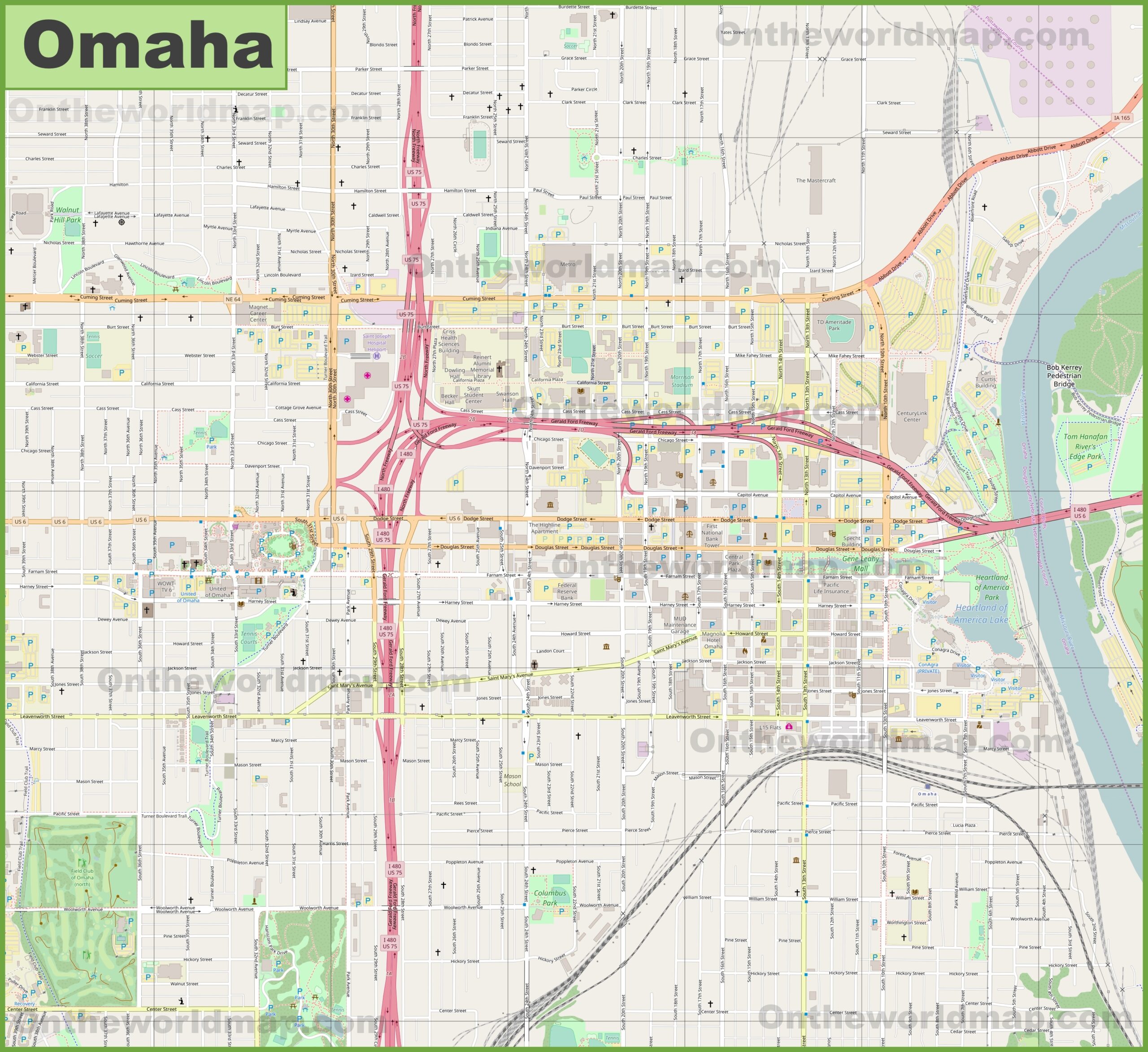 Large Detailed Map Of Omaha Ontheworldmap