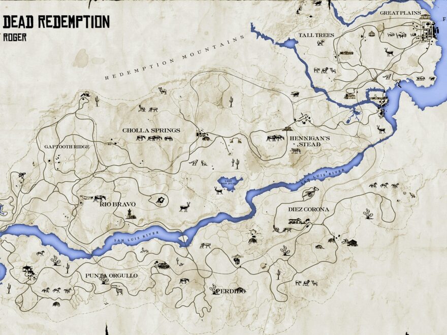 Large Detailed Map Of Red Dead Redemption World Games Mapsland Maps Of The World