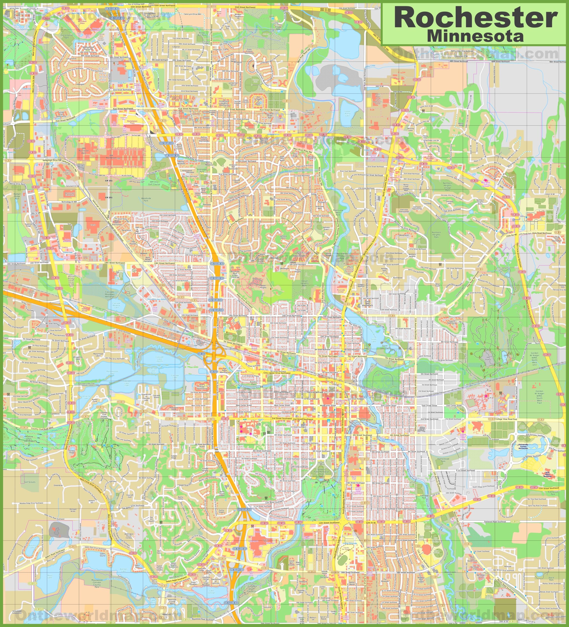 Large Detailed Map Of Rochester Minnesota Ontheworldmap