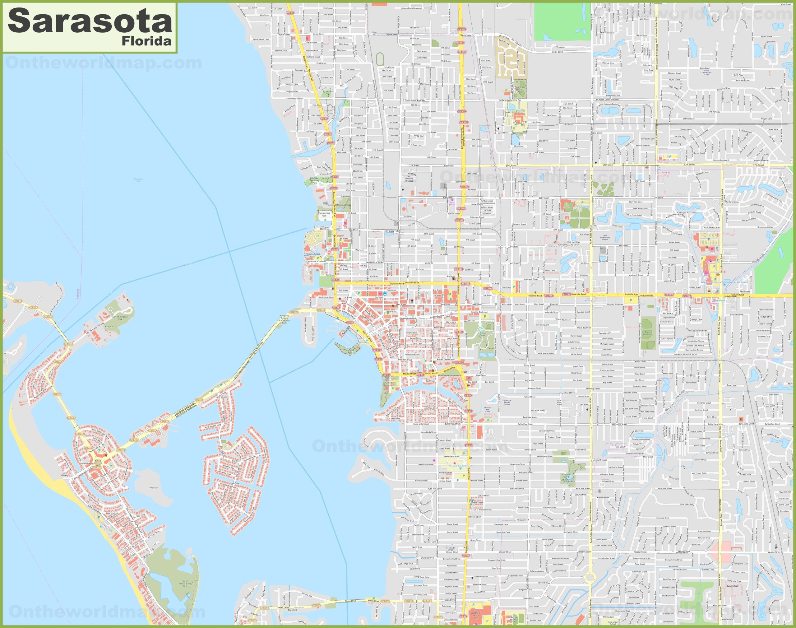 Large Detailed Map Of Sarasota Ontheworldmap