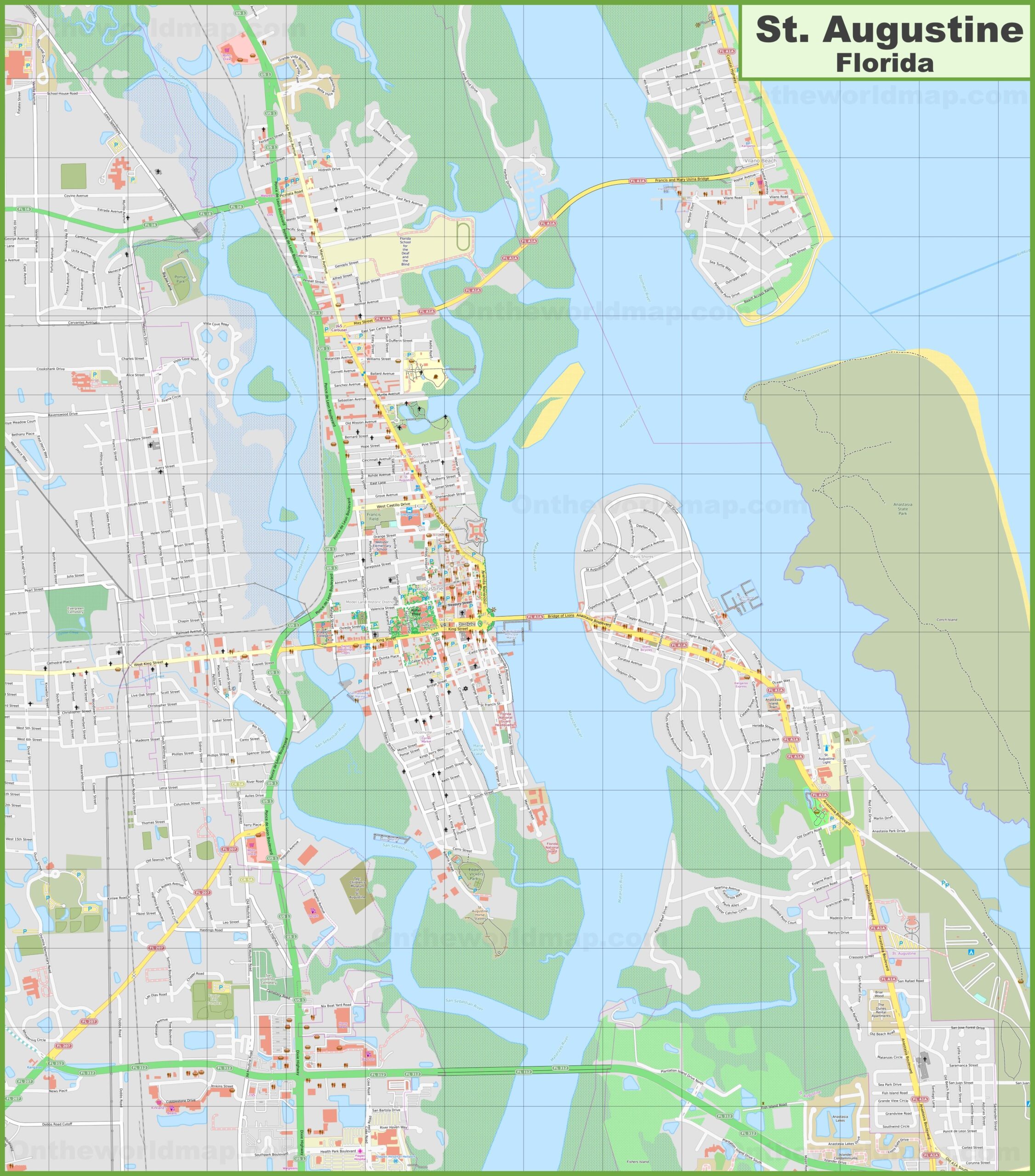 Large Detailed Map Of St Augustine Ontheworldmap