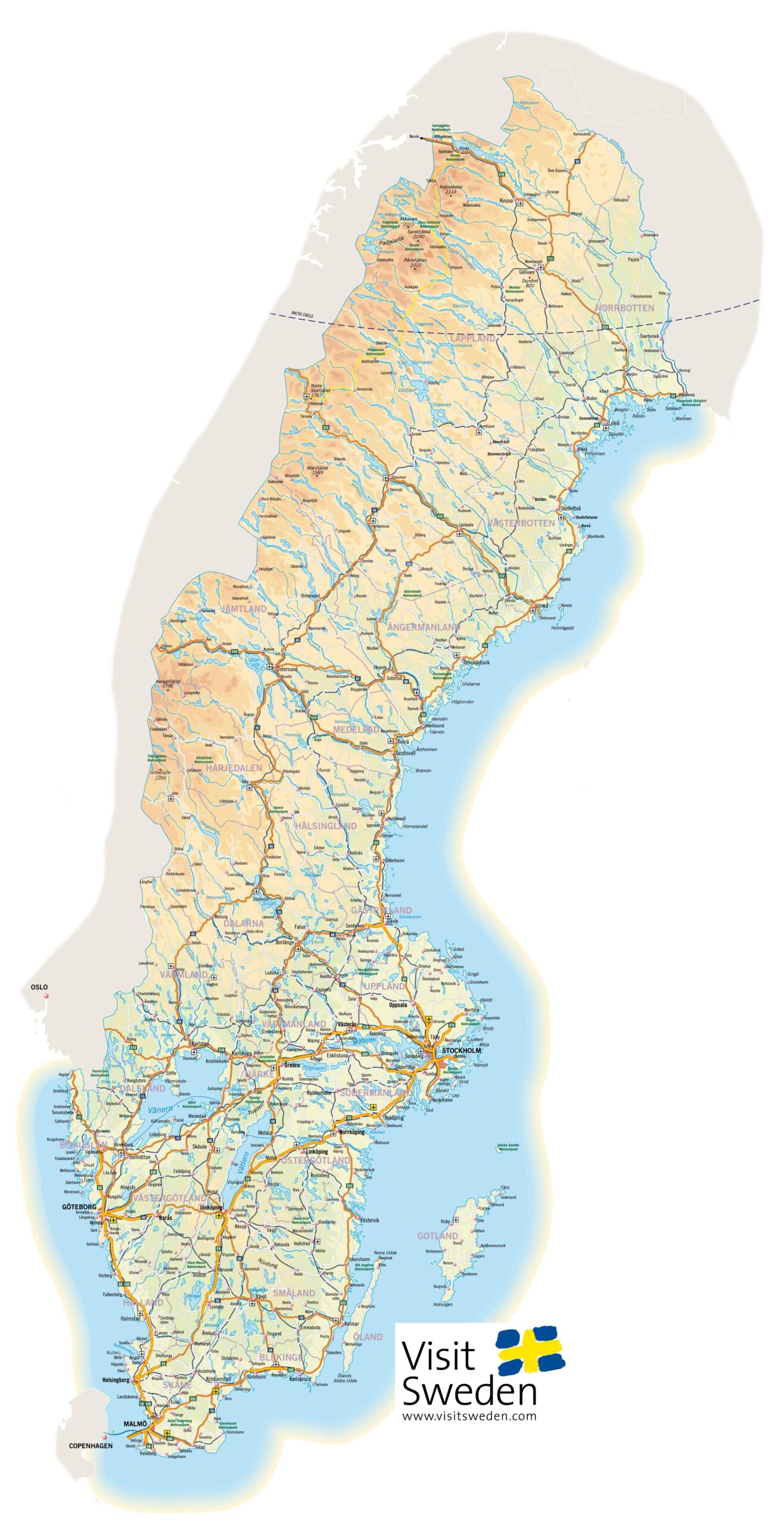 Printable Map Of Sweden