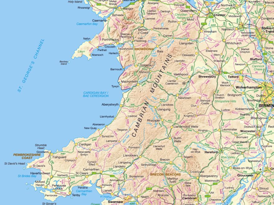Large Detailed Map Of Wales With Relief Roads And Cities Wales United Kingdom Europe Mapsland Maps Of The World