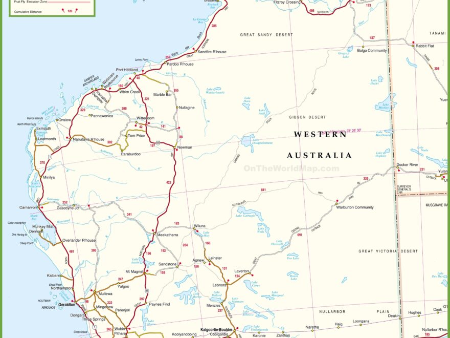 Large Detailed Map Of Western Australia With Cities And Towns Ontheworldmap