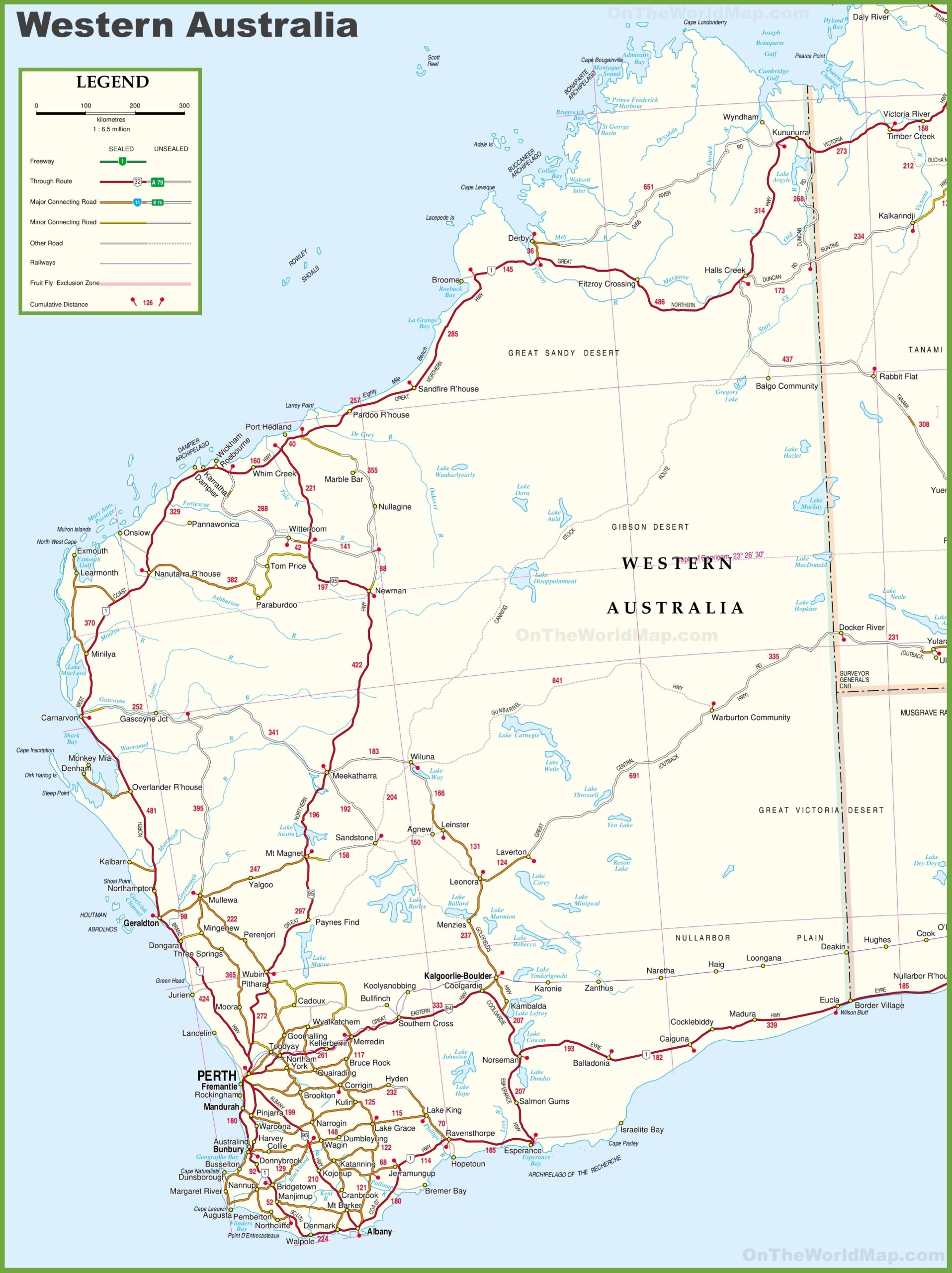 Large Detailed Map Of Western Australia With Cities And Towns Ontheworldmap