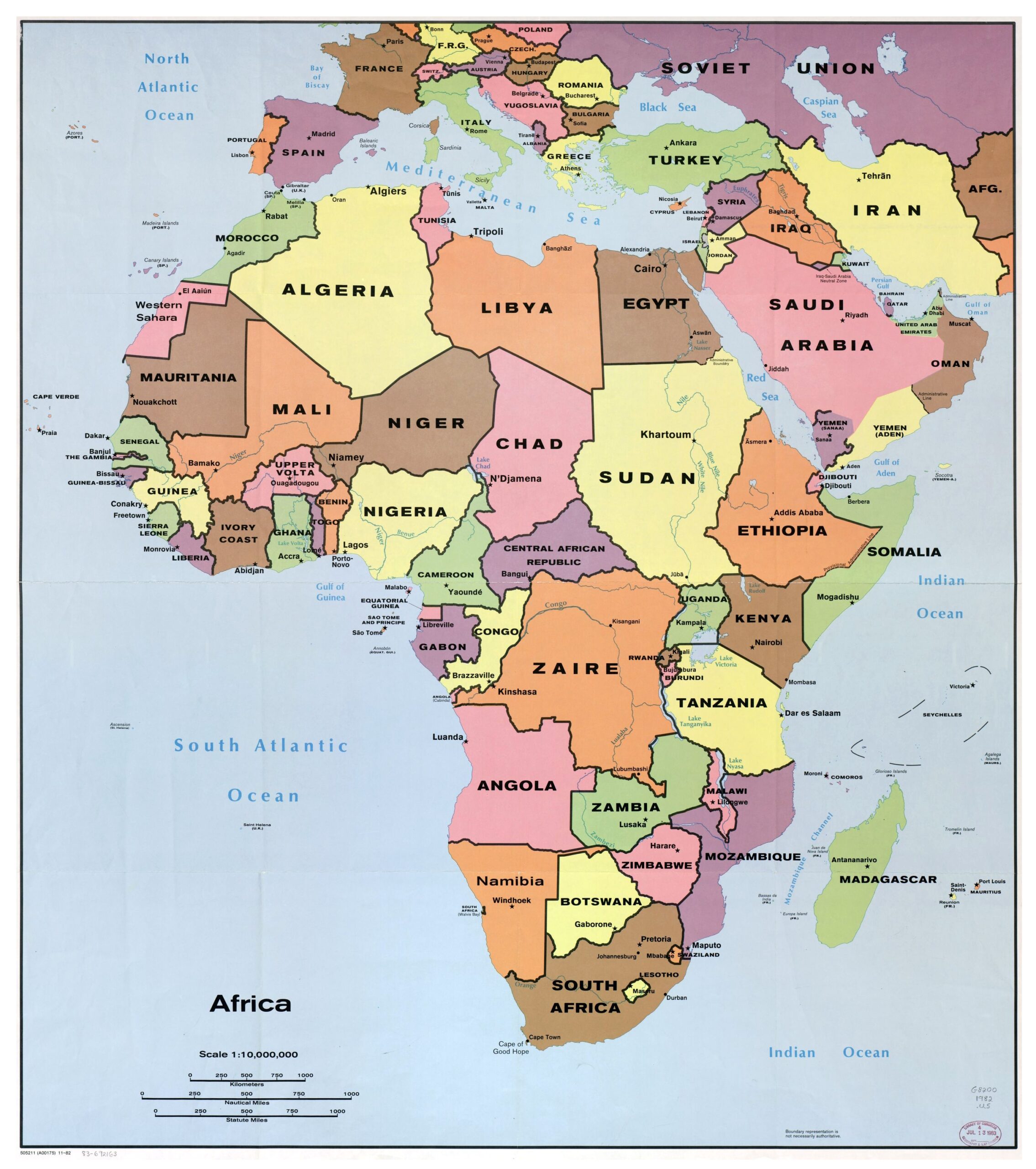 Large Detailed Political Map Of Africa With All Capitals 1982 Vidiani Maps Of All Countries In One Place Large Detailed Political Map Of Africa With All Capitals 1982 Vidiani Maps Of All Countries In One Place