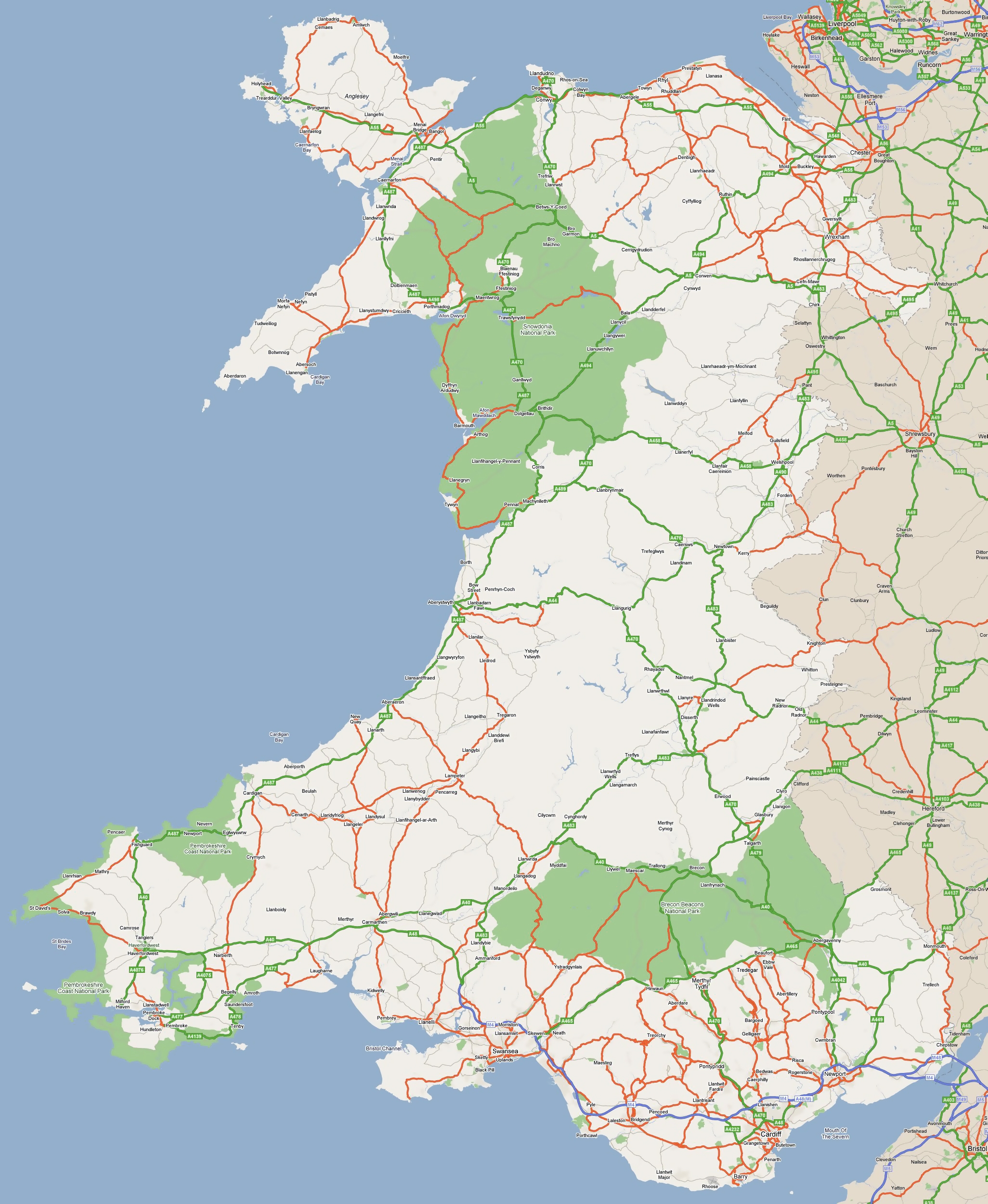 Printable Road Map Of Wales