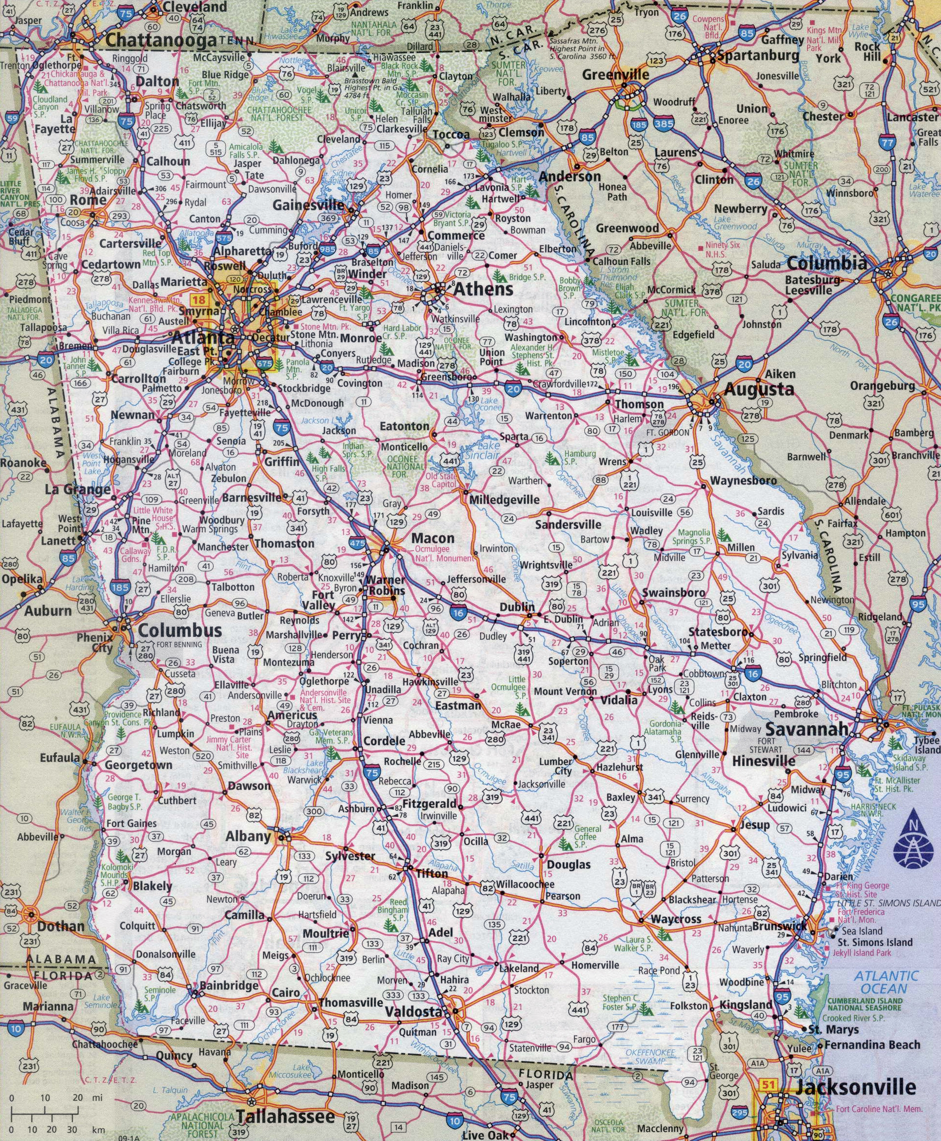 Georgia Road Map Printable