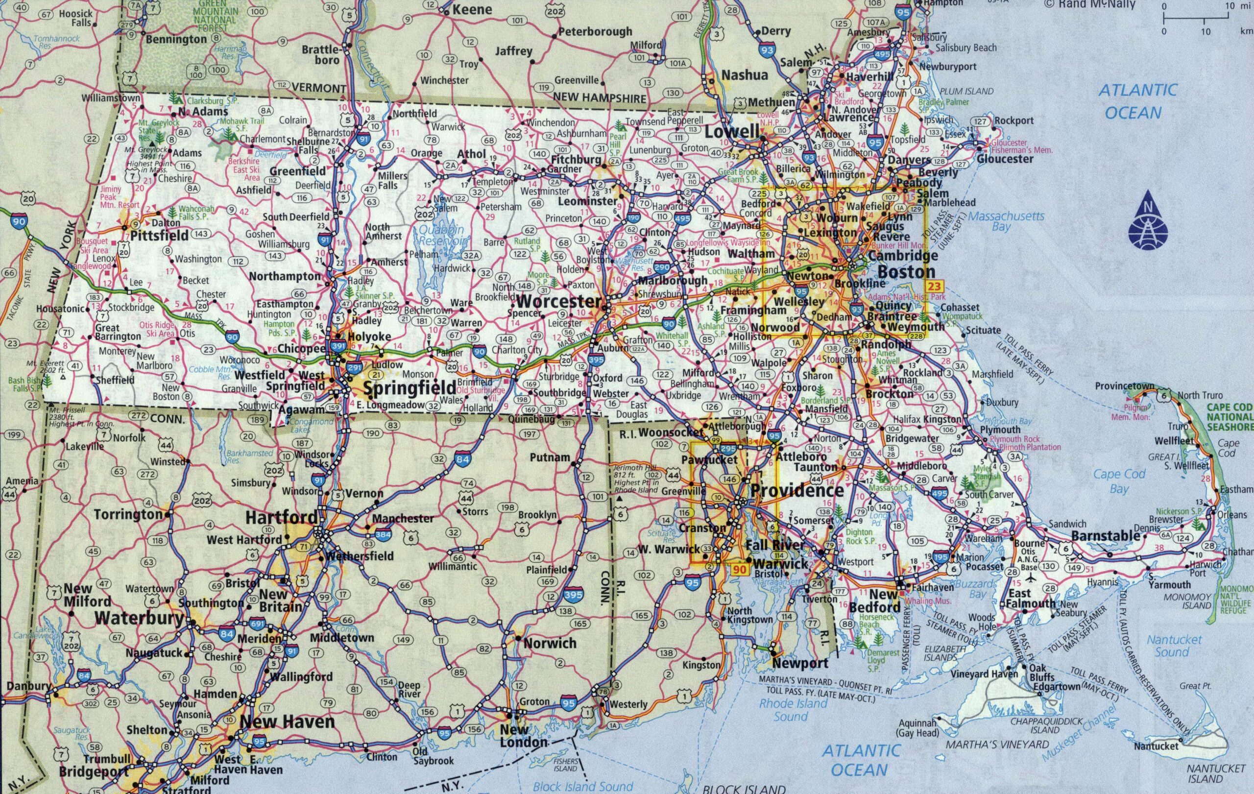 Road Map Of Massachusetts Printable