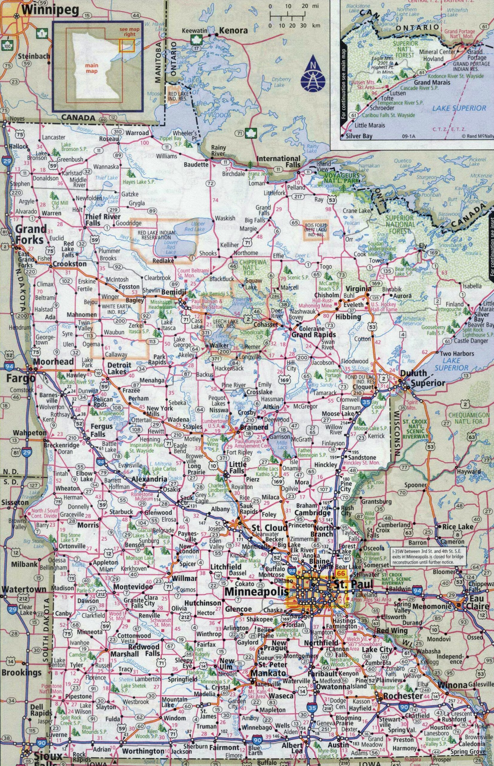 Printable Map Of Minnesota With Major Cities