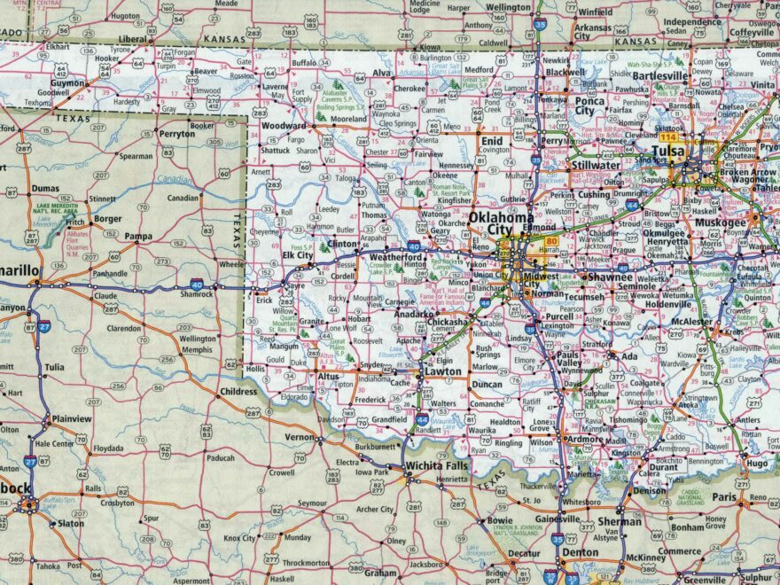 Large Detailed Roads And Highways Map Of Oklahoma State With All Cities Oklahoma State USA Maps Of The USA Maps Collection Of The United States Of America