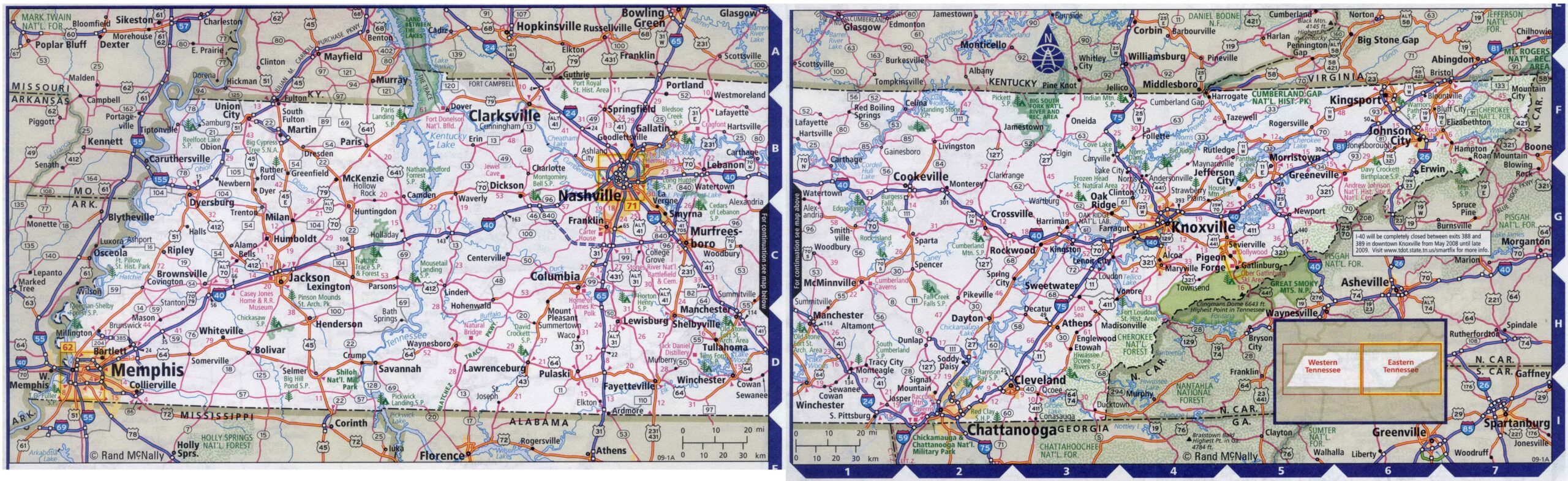 Large Detailed Roads And Highways Map Of Tennessee State With All Cities Tennessee State USA Maps Of The USA Maps Collection Of The United States Of America