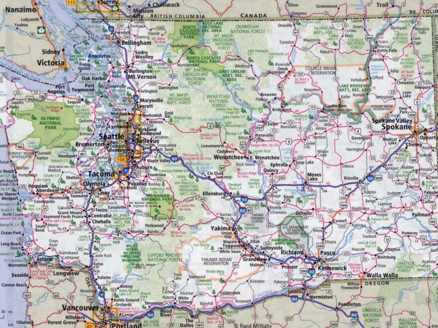 Large Detailed Roads And Highways Map Of Washington State With All Worksheets Library