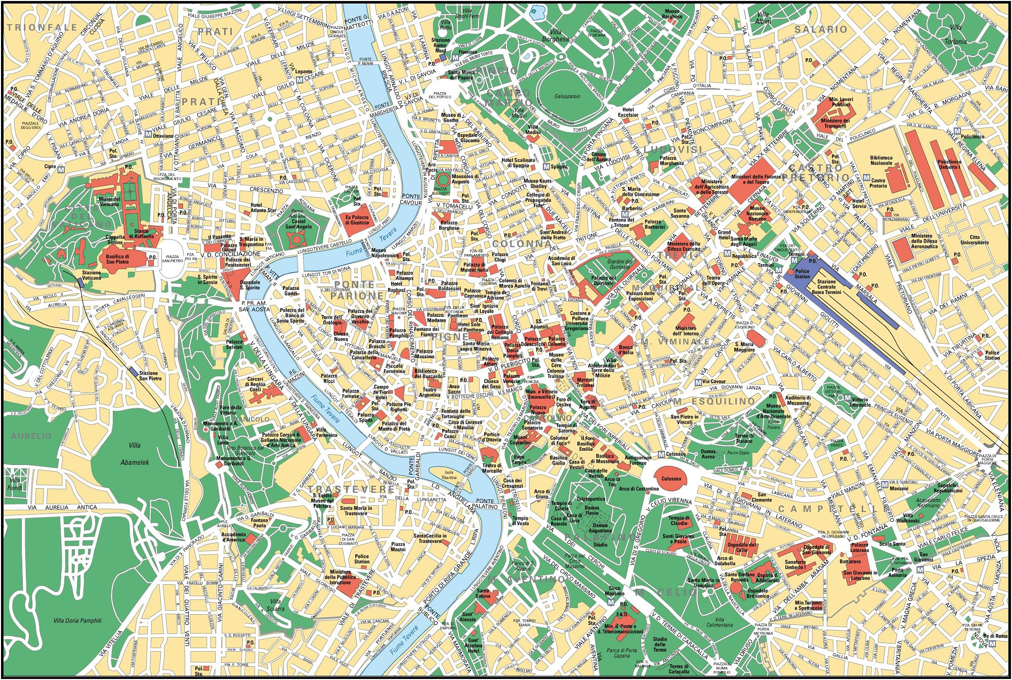 Printable City Map Of Rome Italy