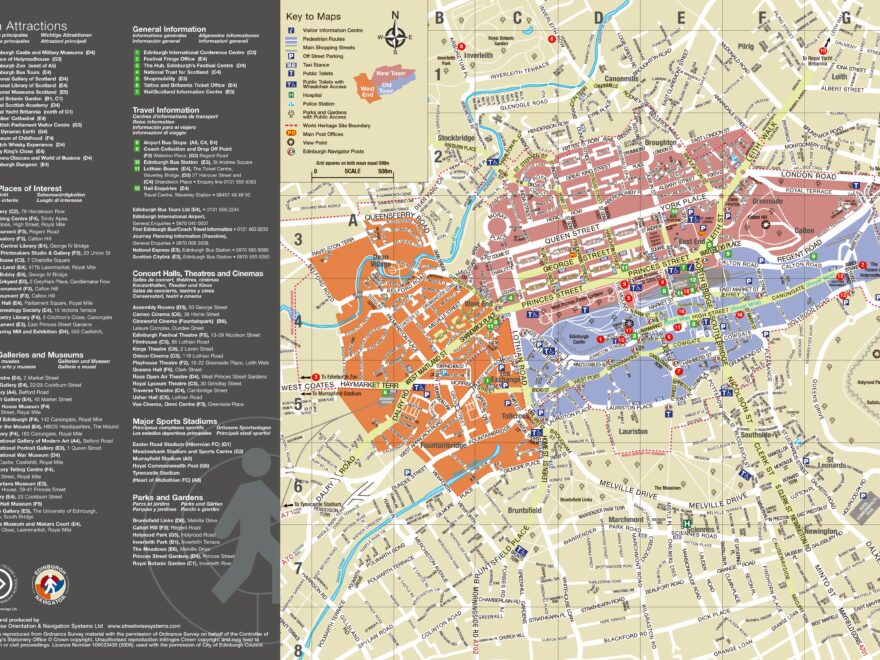 Large Detailed Tourist Map Of Central Part Of Edinburgh City Edinburgh United Kingdom Europe Mapsland Maps Of The World