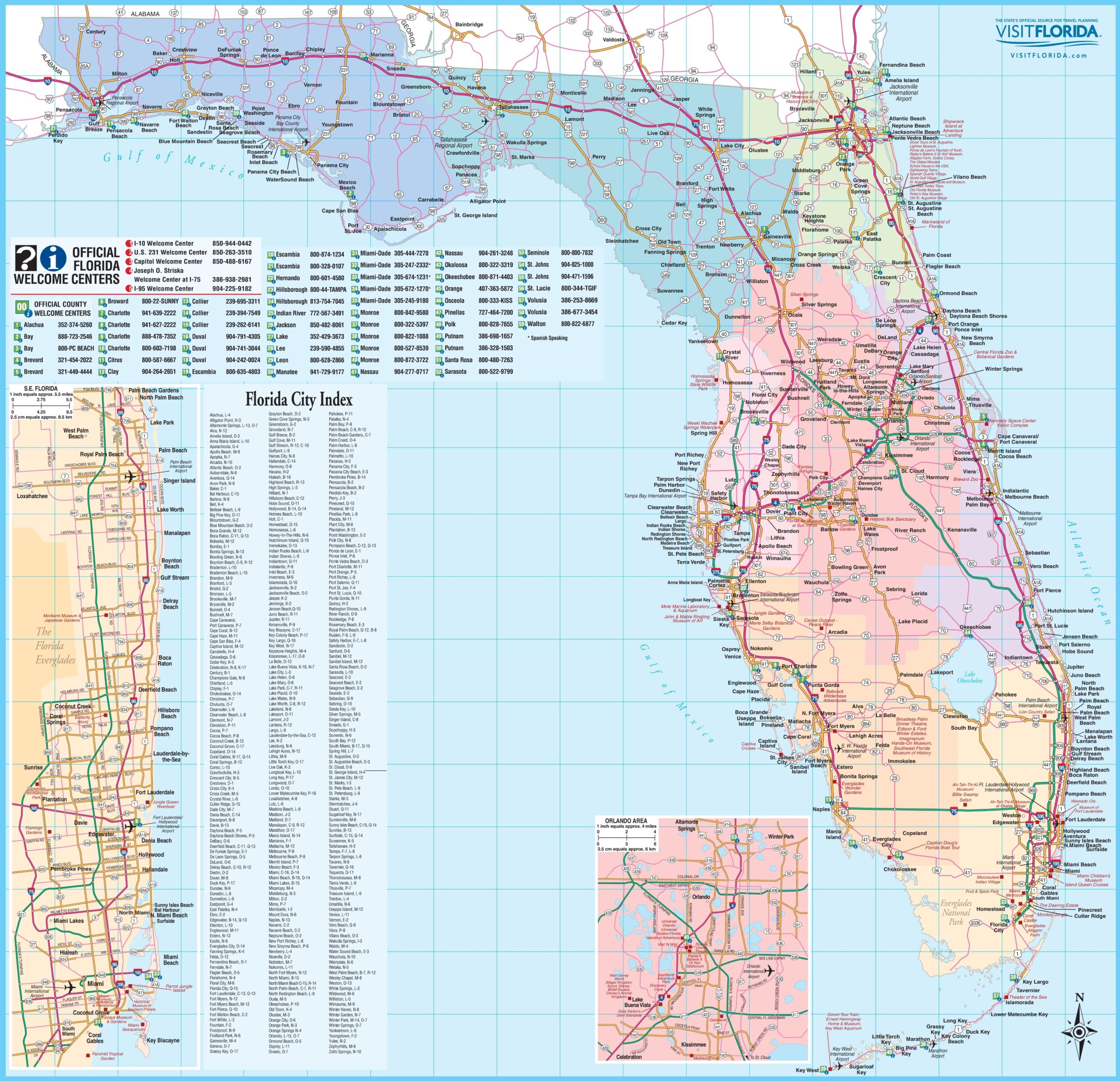 Florida Map With Cities And Towns Printable