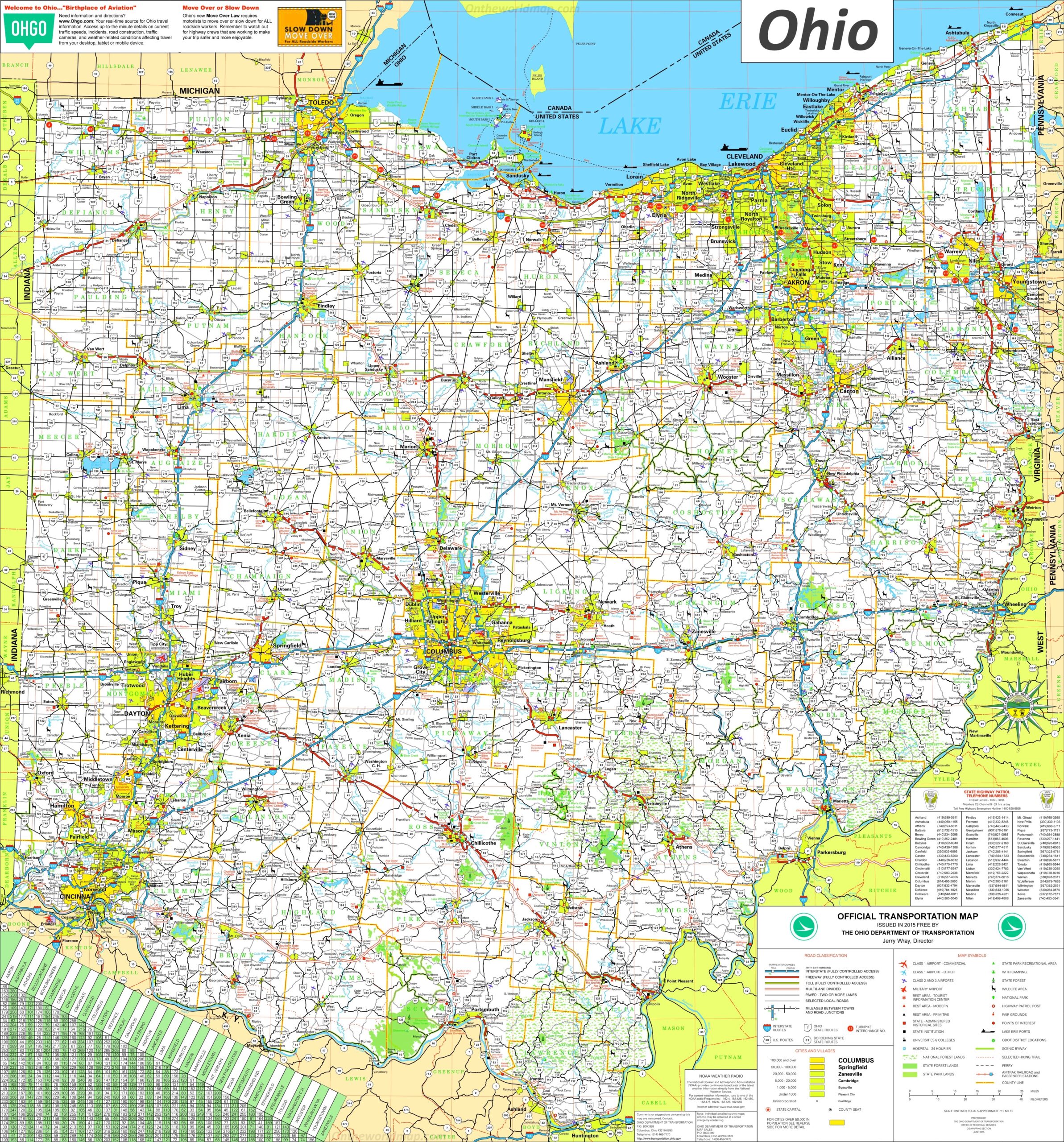Large Detailed Tourist Map Of Ohio With Cities And Towns Ontheworldmap