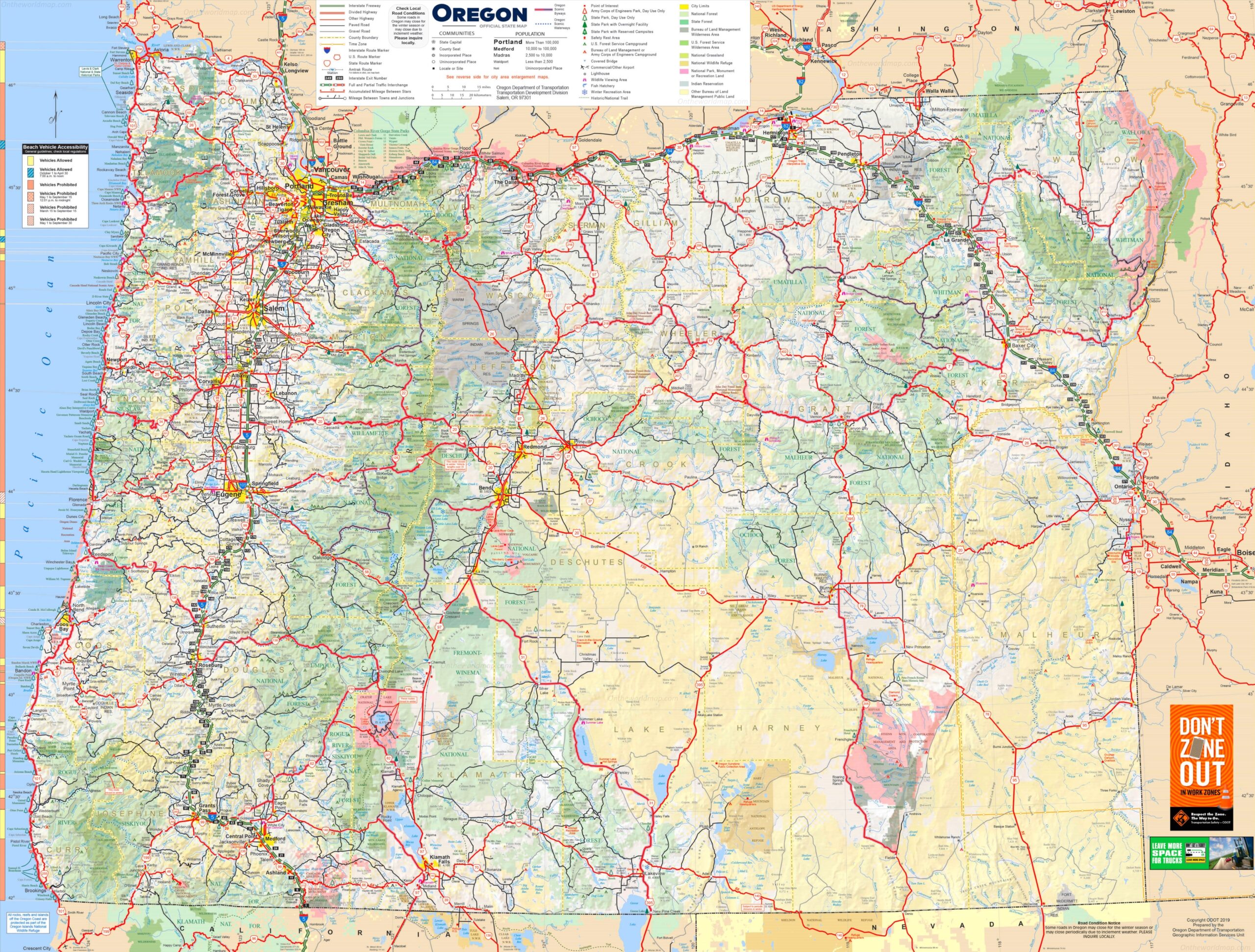 Large Detailed Tourist Map Of Oregon With Cities And Towns Ontheworldmap Large Detailed Tourist Map Of Oregon With Cities And Towns Ontheworldmap