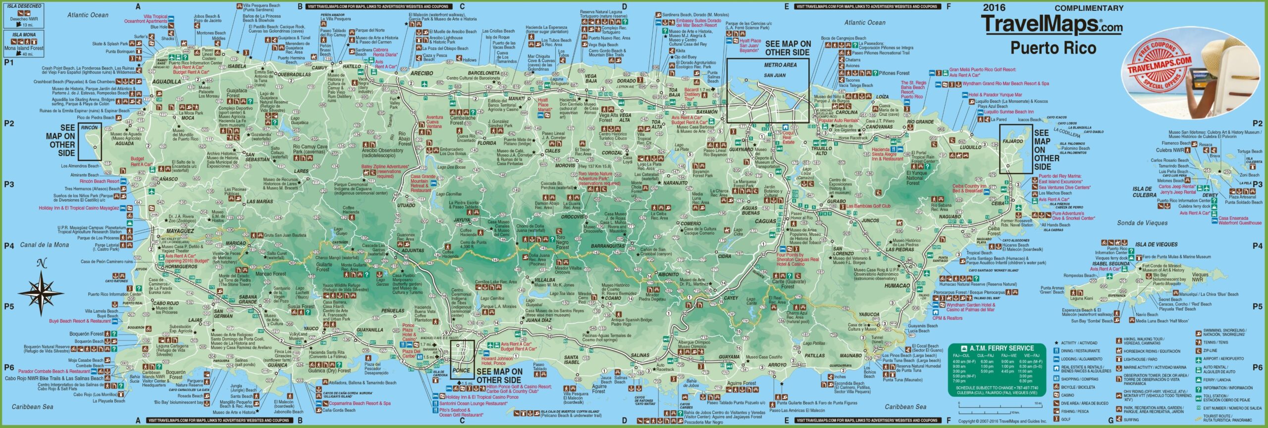 Large Detailed Tourist Map Of Puerto Rico With Cities And Towns Ontheworldmap