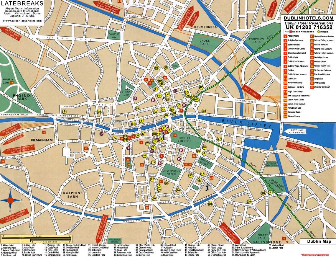 Free Printable Dublin Tourist Map