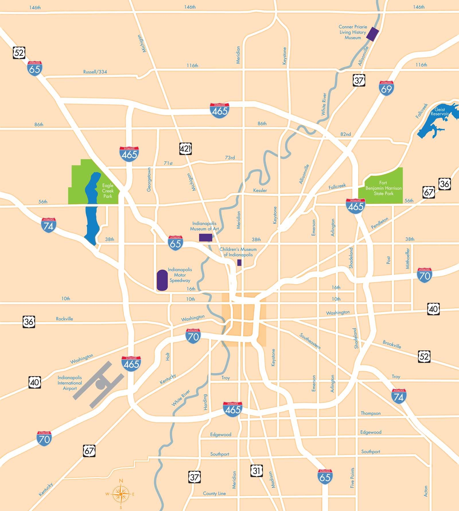 Printable Indianapolis Tourist Map