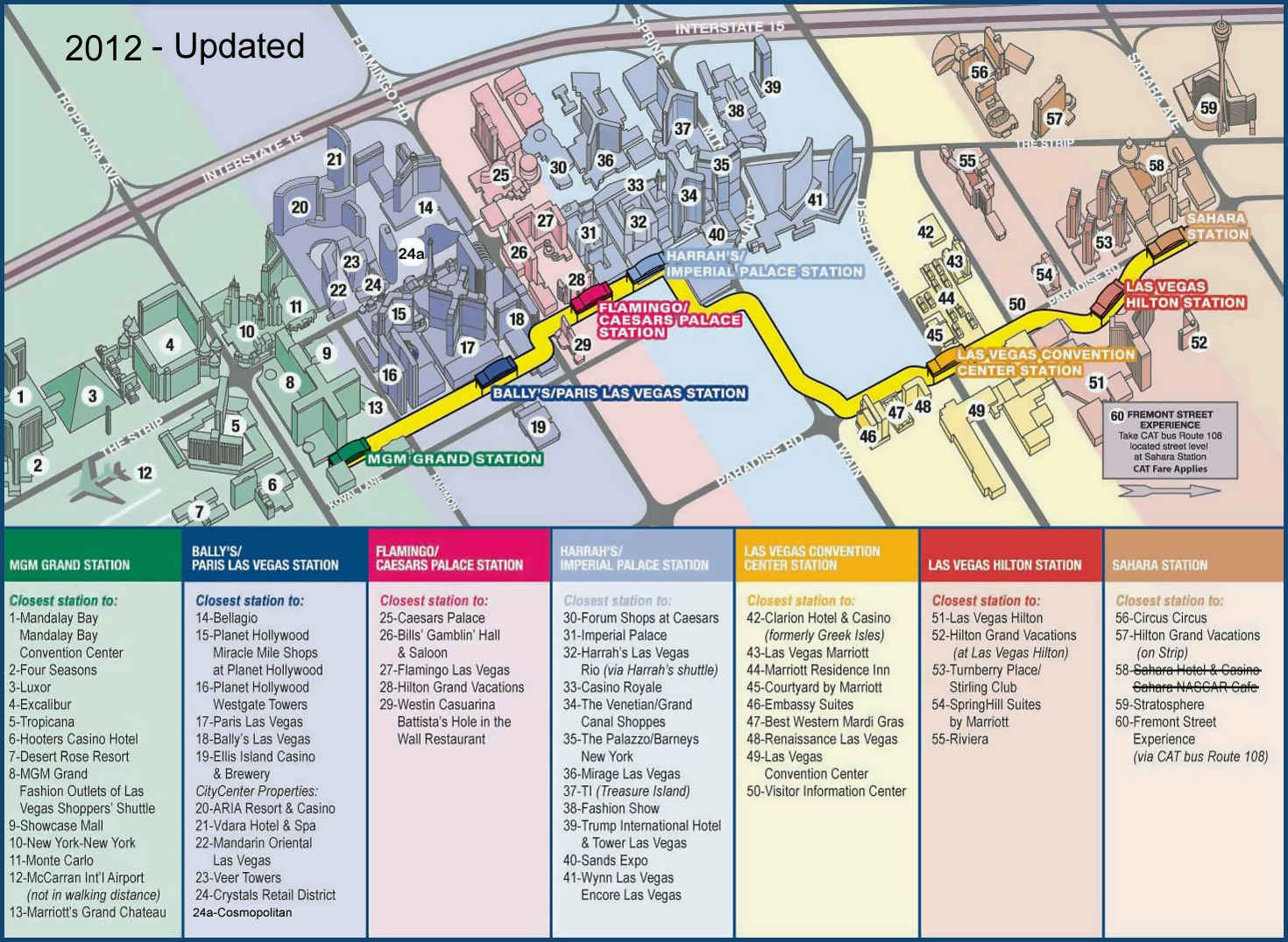 Large Las Vegas Strip Map With Monorail 2012 Vidiani Maps Of All Countries In One Place