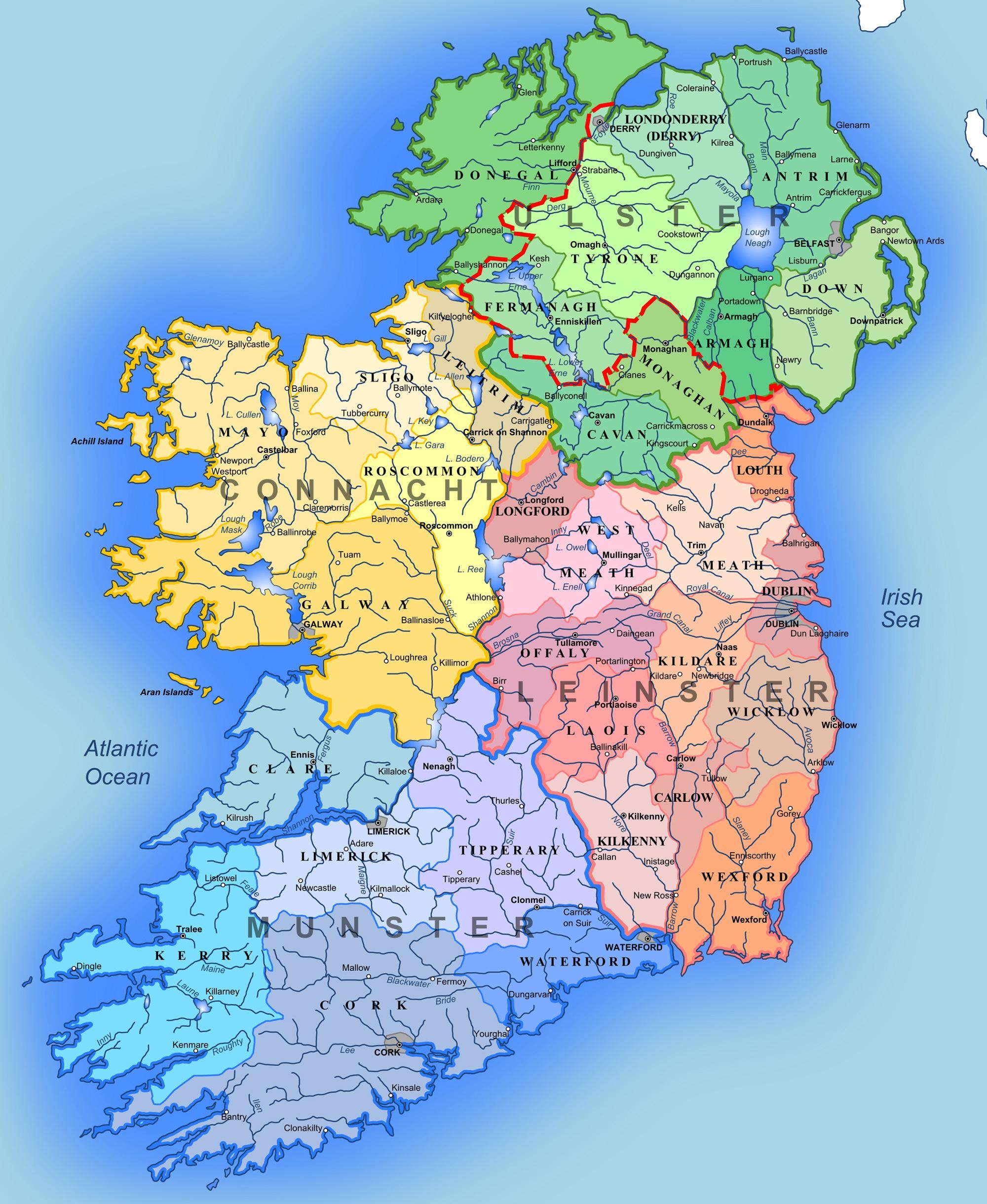 Large Map Of Ireland Large Detailed Map Of Ireland Northern Europe Europe 