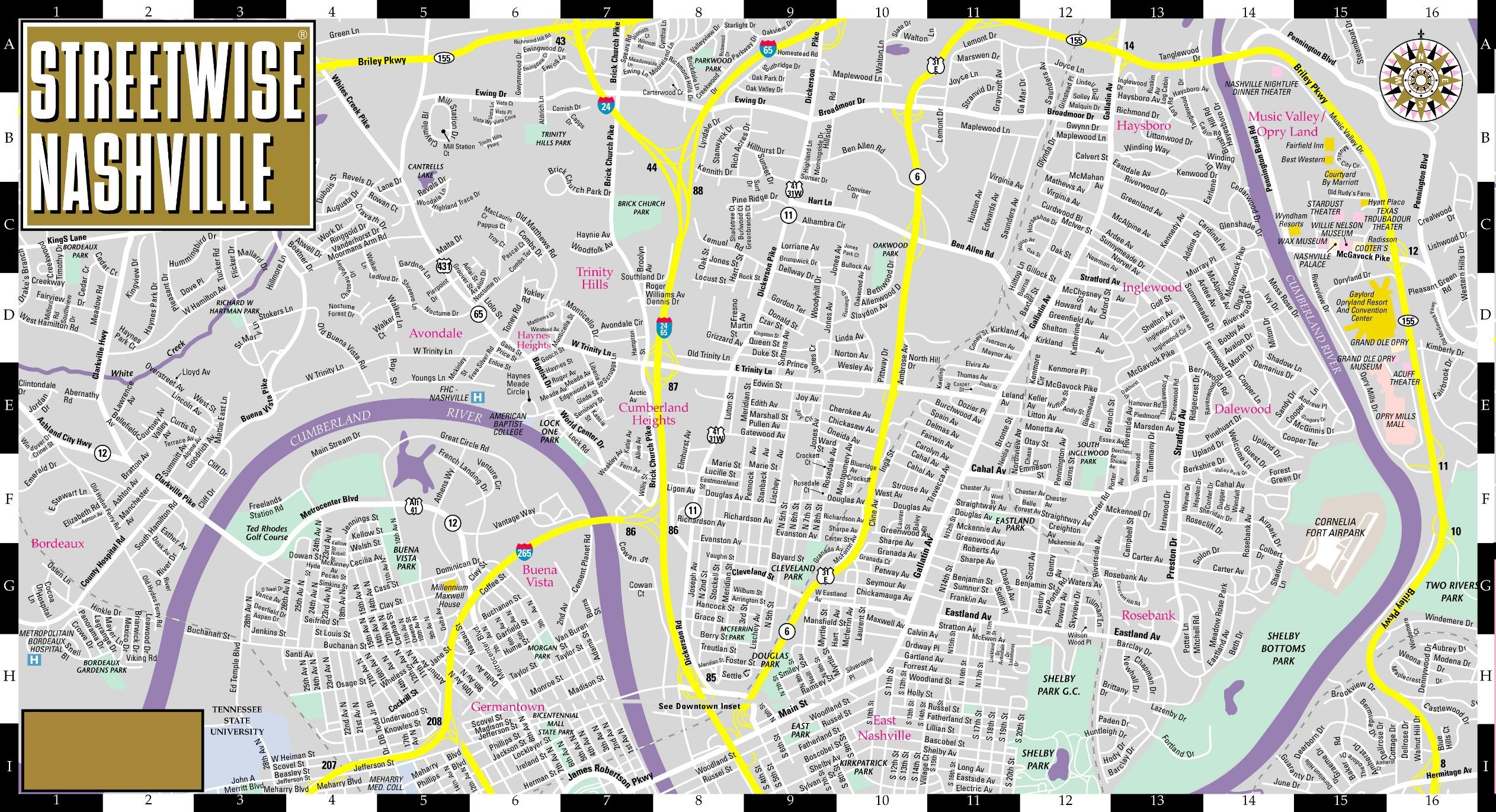 Free Printable Nashville Tourist Map